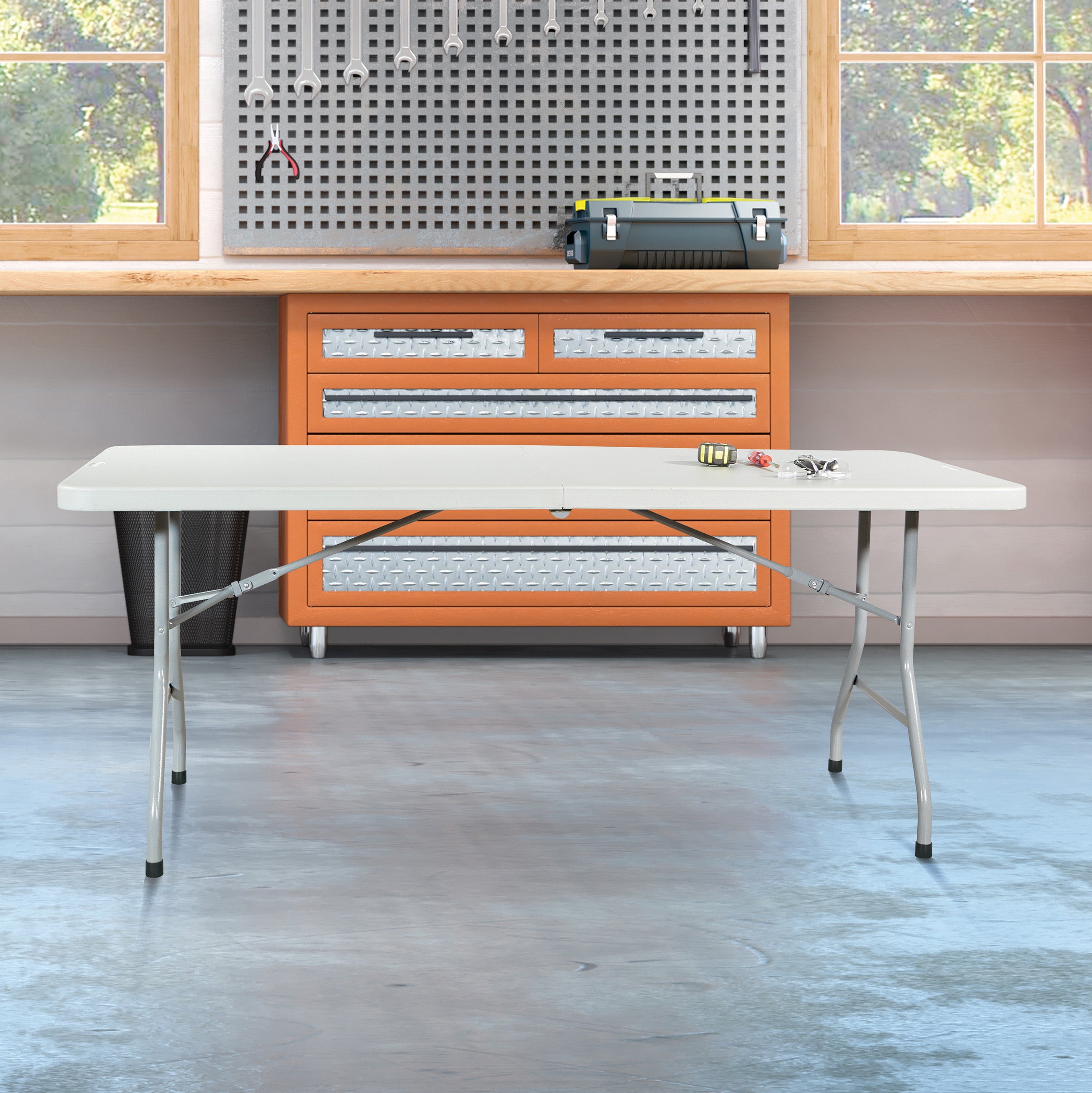 6' Center Fold Multi Purpose Table - Light Grey