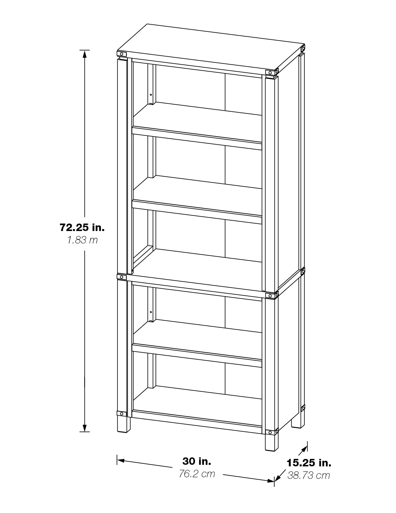 Baton Rouge 72" Bookcase - Champagne Oak