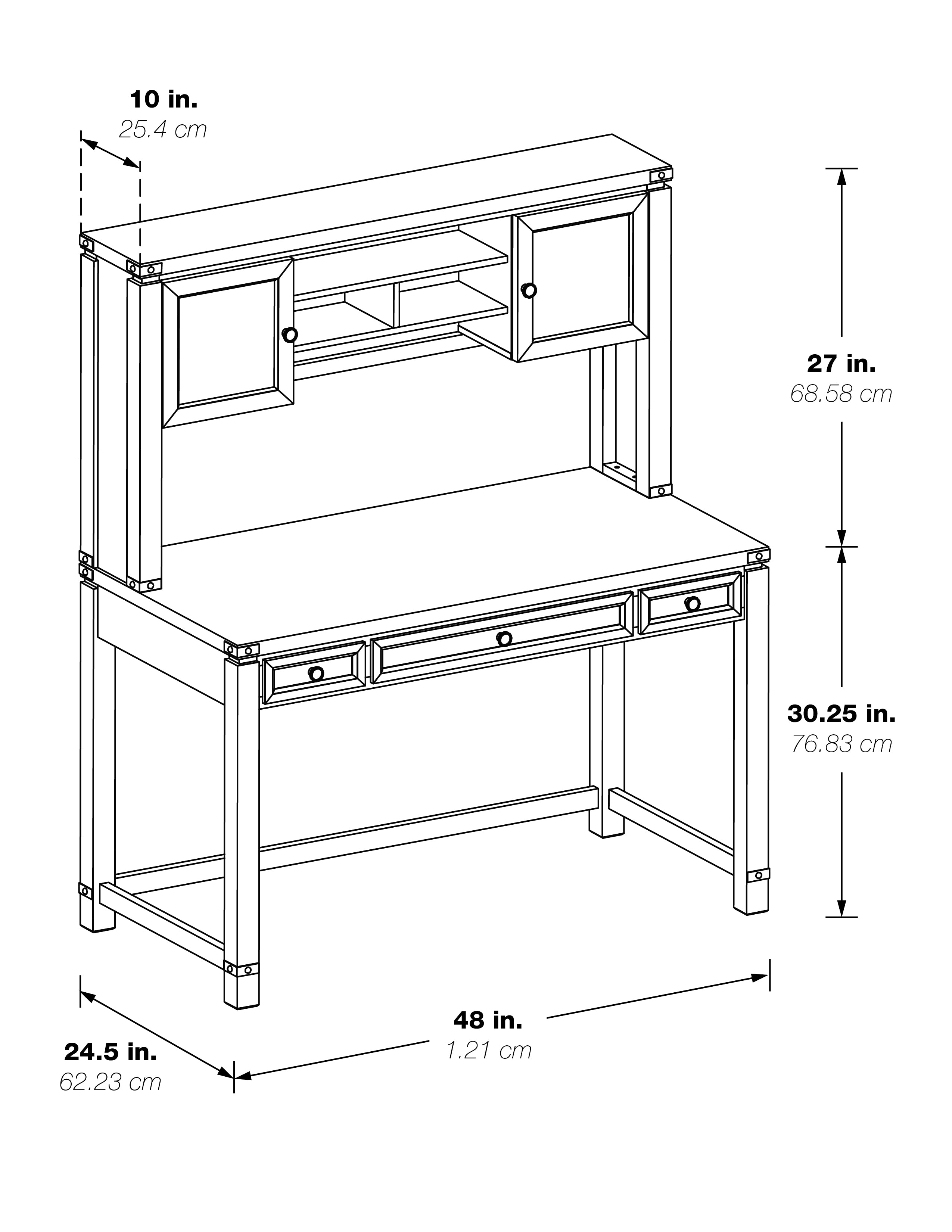 Baton Rouge Hutch and Desk - Brushed Walnut