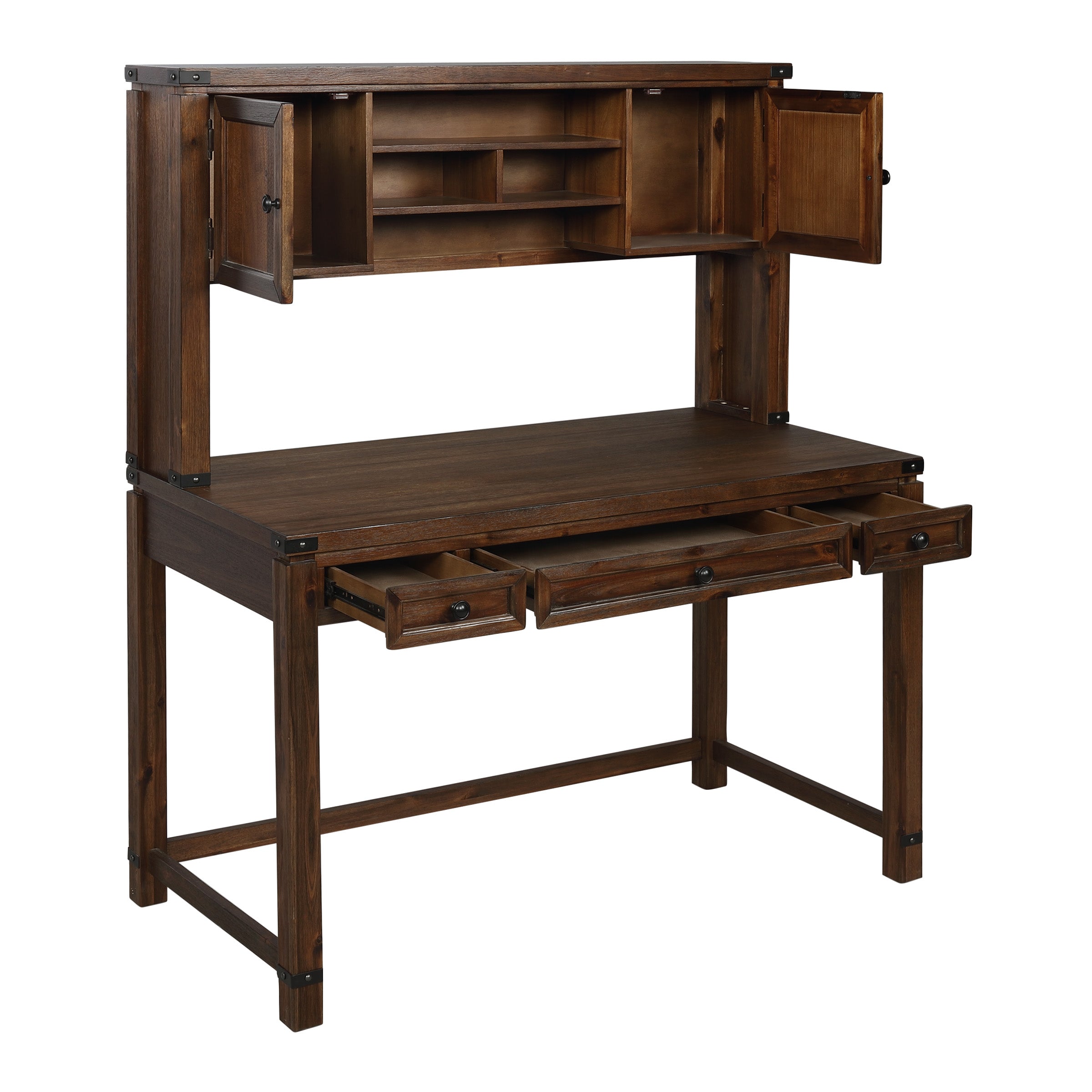 Baton Rouge Hutch and Desk - Brushed Walnut