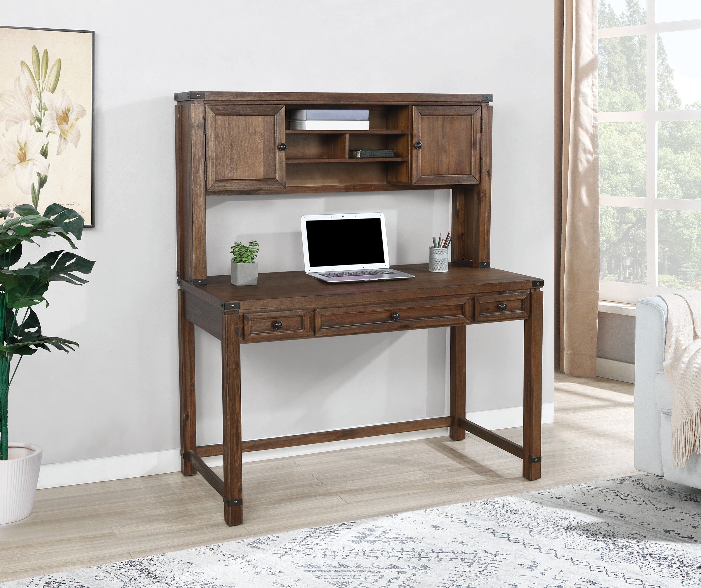 Baton Rouge Hutch and Desk - Brushed Walnut