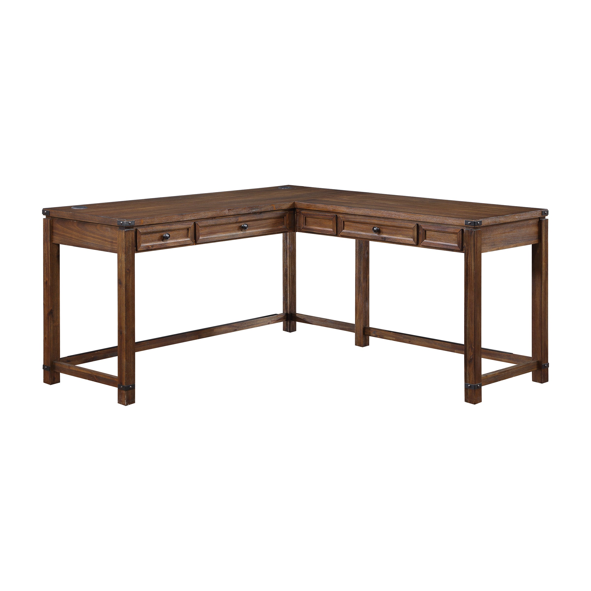 Baton Rouge L-Shape Desk - Brushed Walnut
