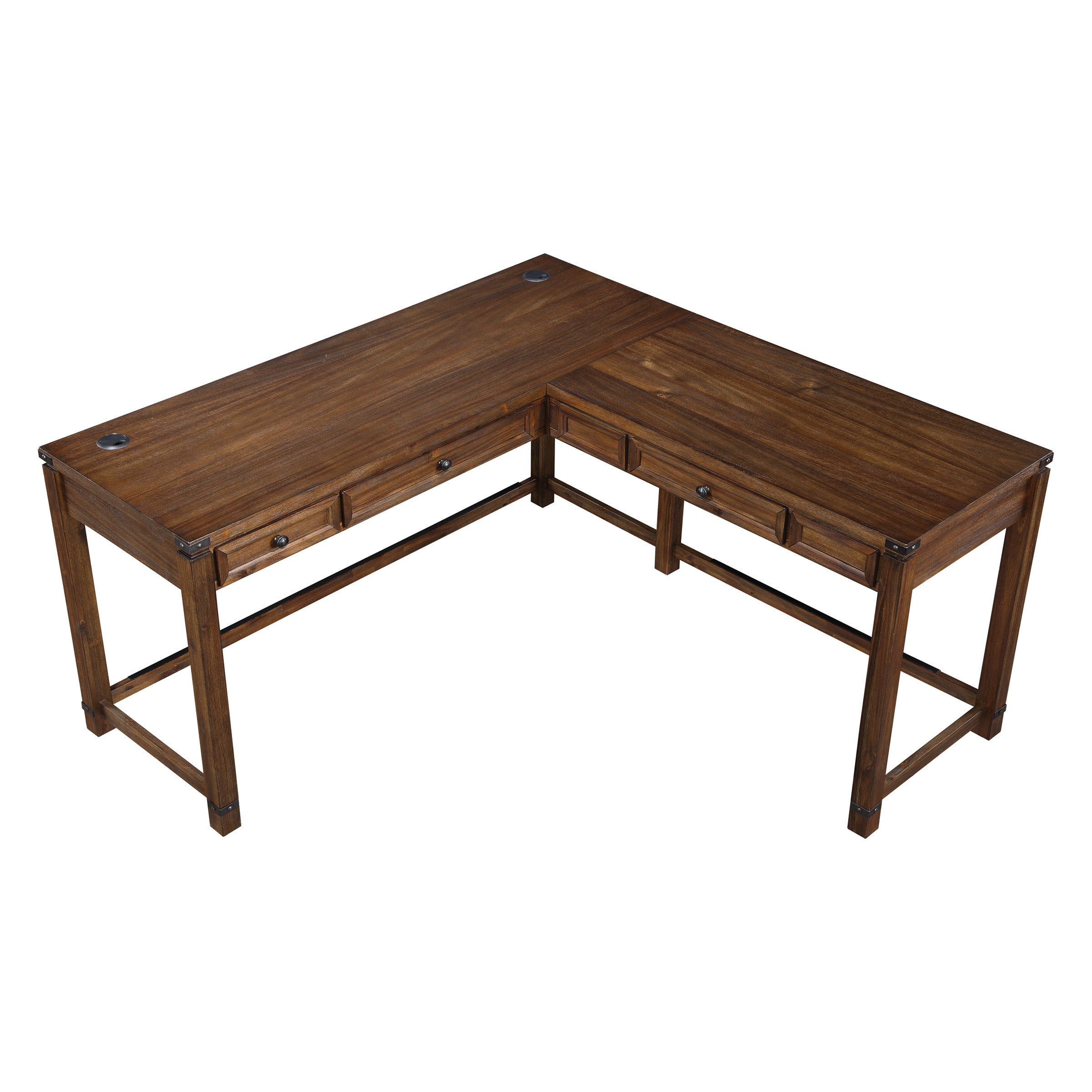 Baton Rouge L-Shape Desk - Brushed Walnut