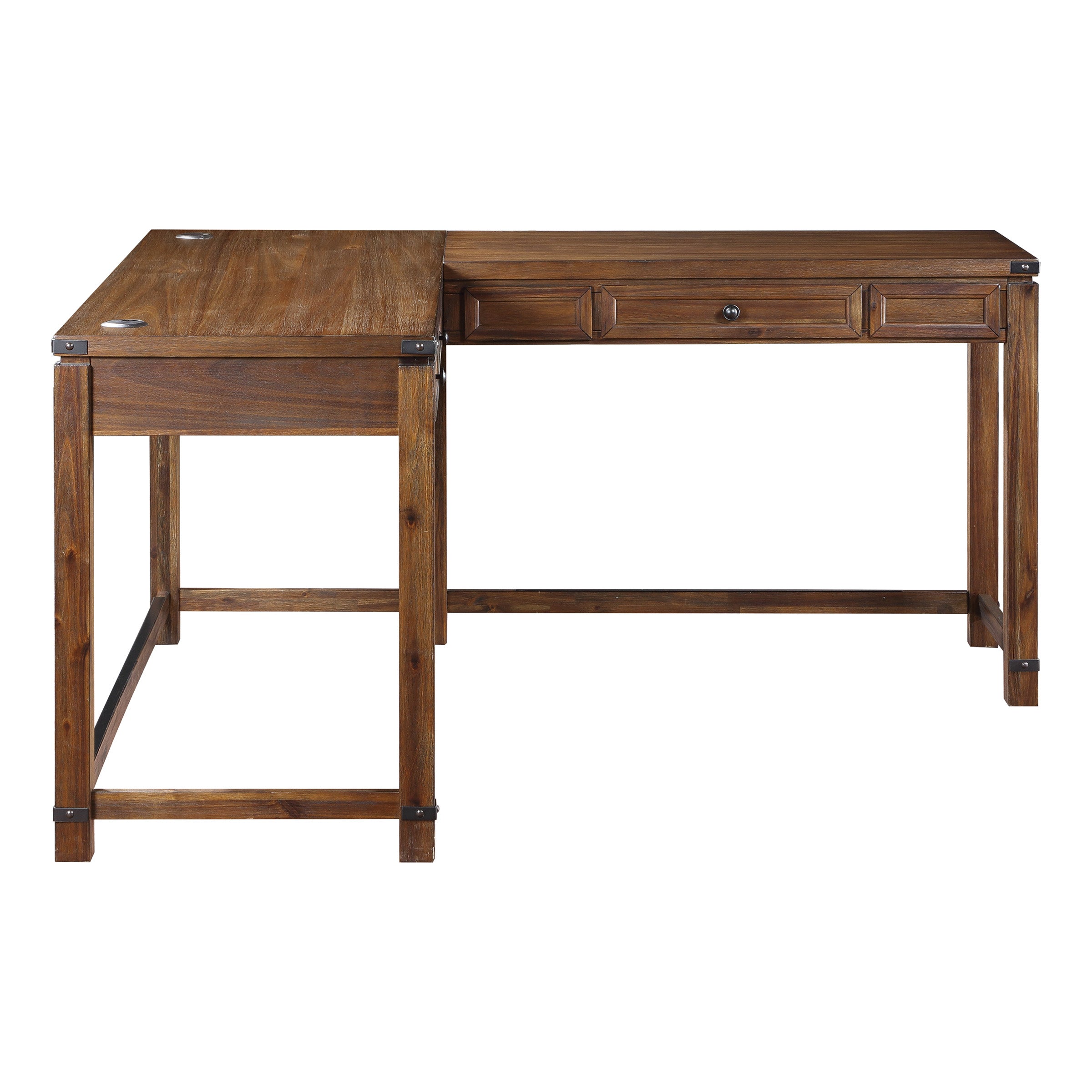 Baton Rouge L-Shape Desk - Brushed Walnut