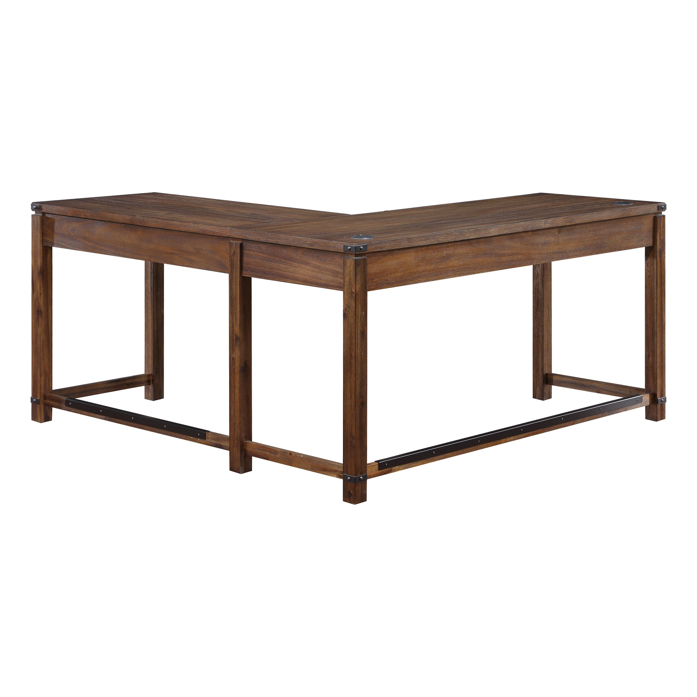 Baton Rouge L-Shape Desk - Brushed Walnut