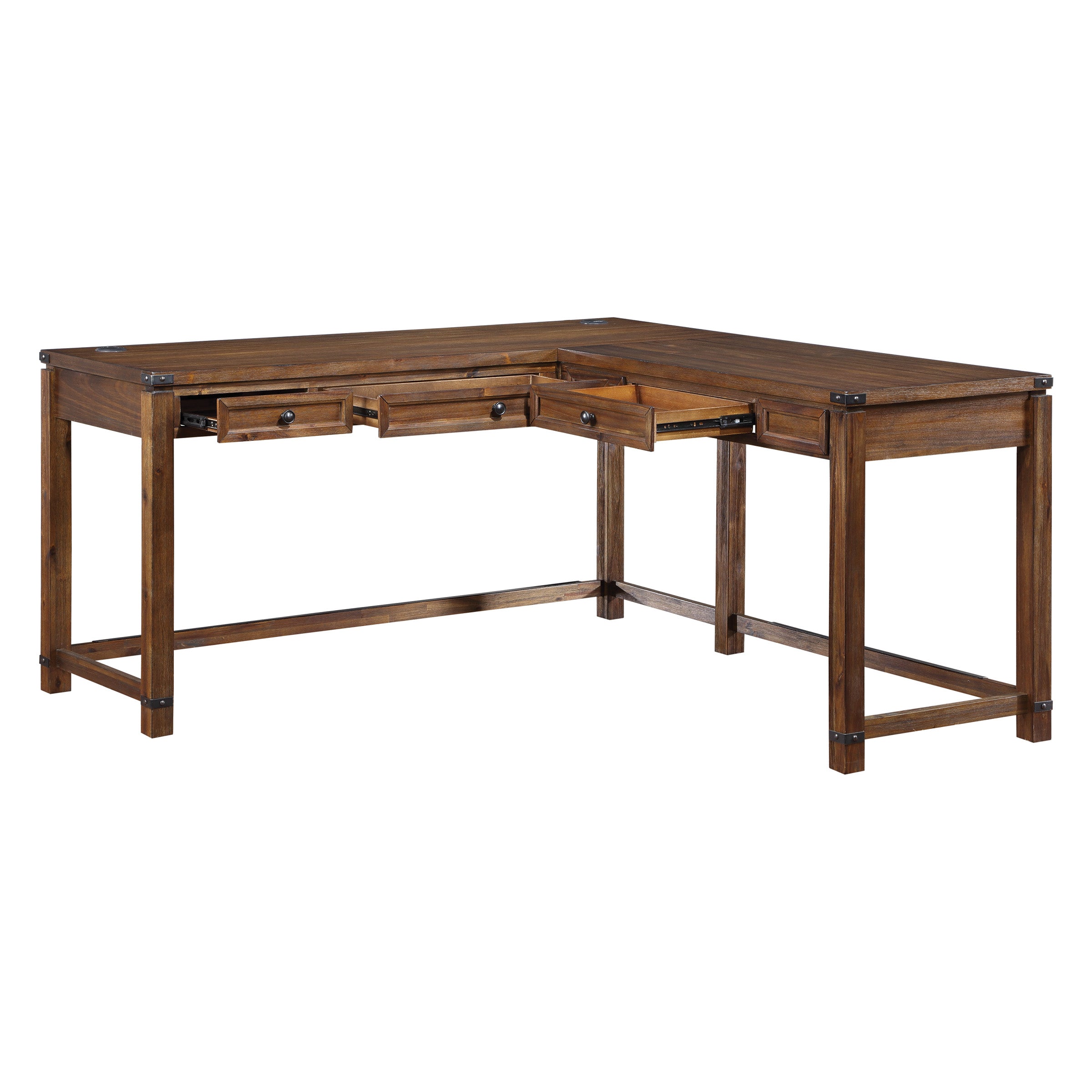 Baton Rouge L-Shape Desk - Brushed Walnut