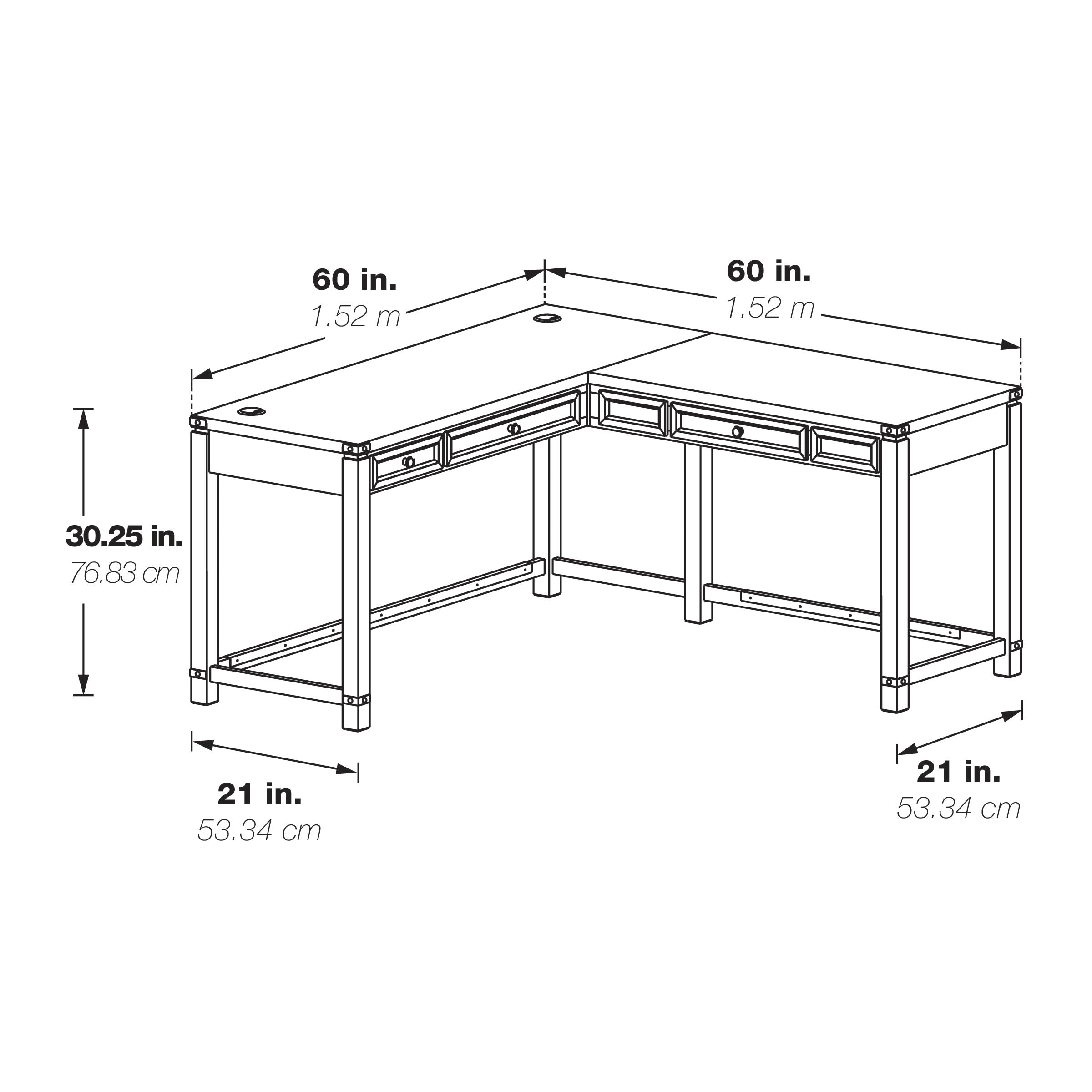 Baton Rouge L-Shape Desk - Champagne Oak