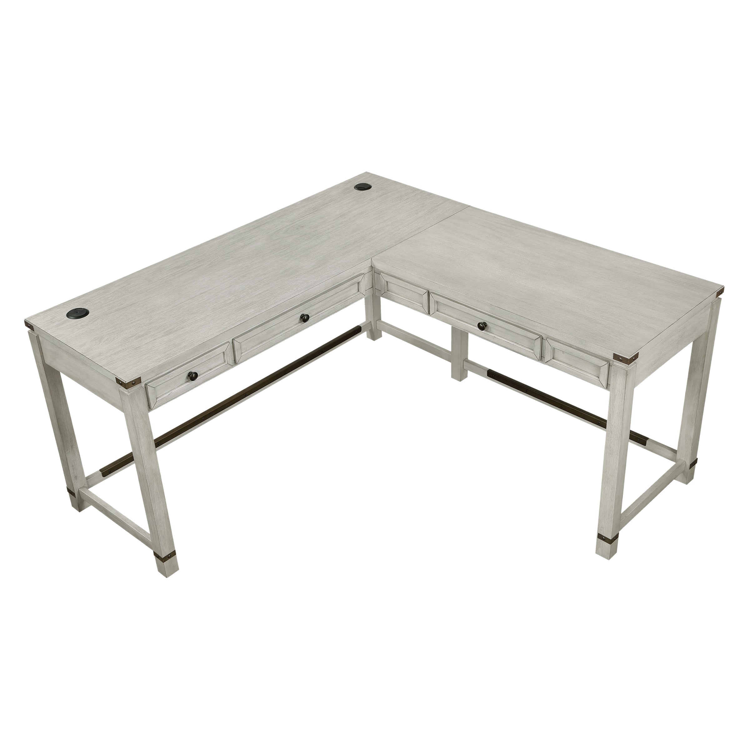 Baton Rouge L-Shape Desk - Champagne Oak