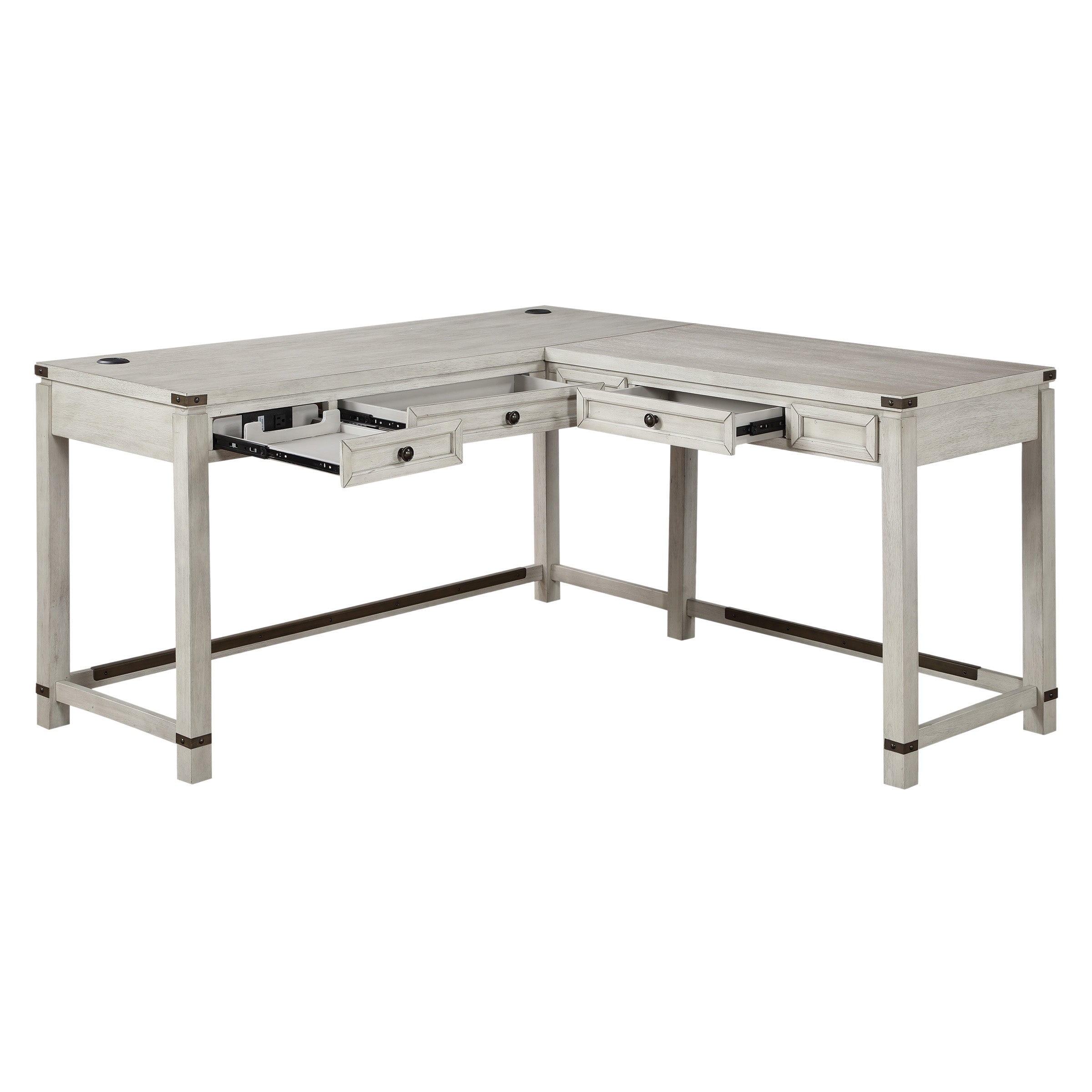 Baton Rouge L-Shape Desk - Champagne Oak