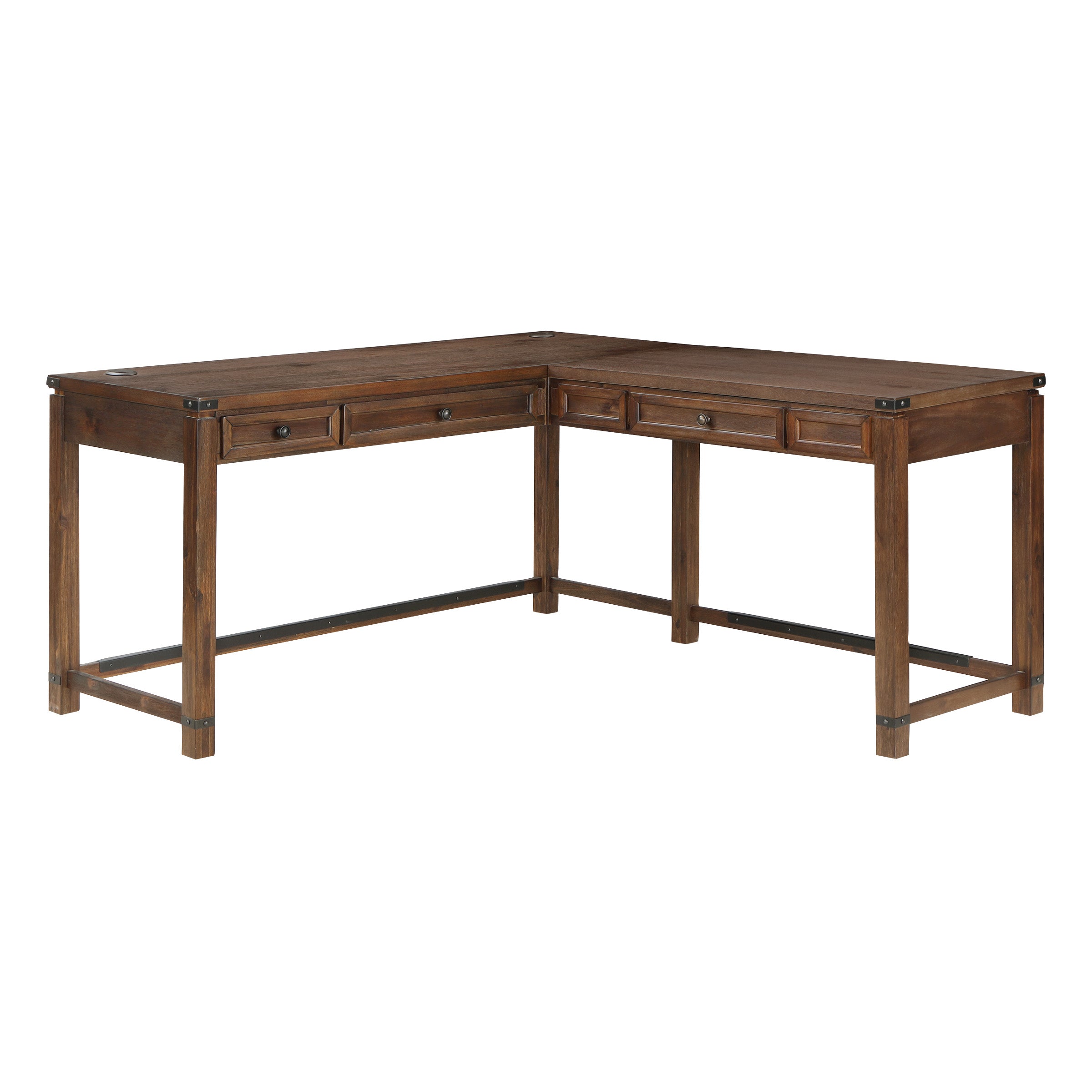 Baton Rouge L-Shaped Lift Desk - Brushed Walnut