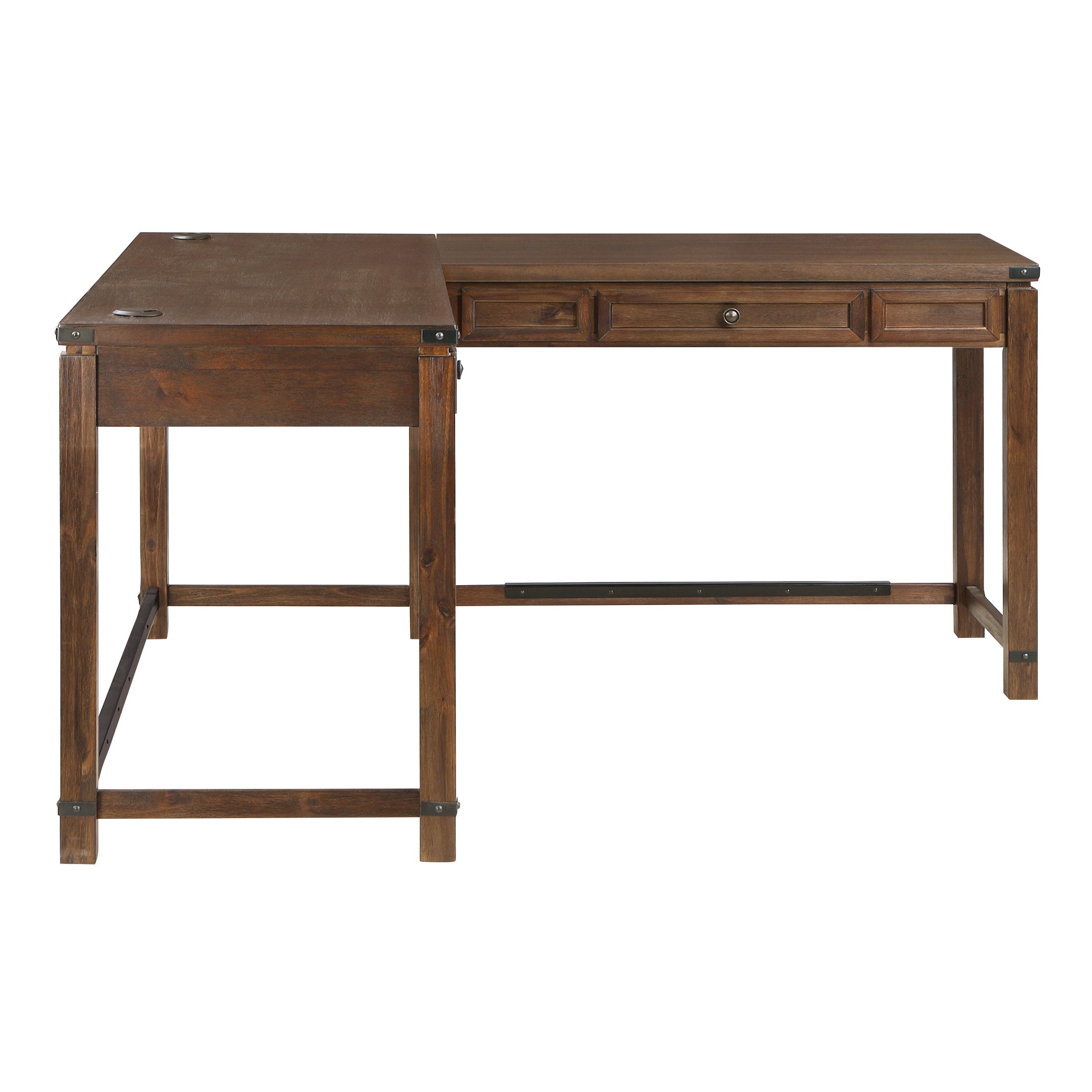 Baton Rouge L-Shaped Lift Desk - Brushed Walnut