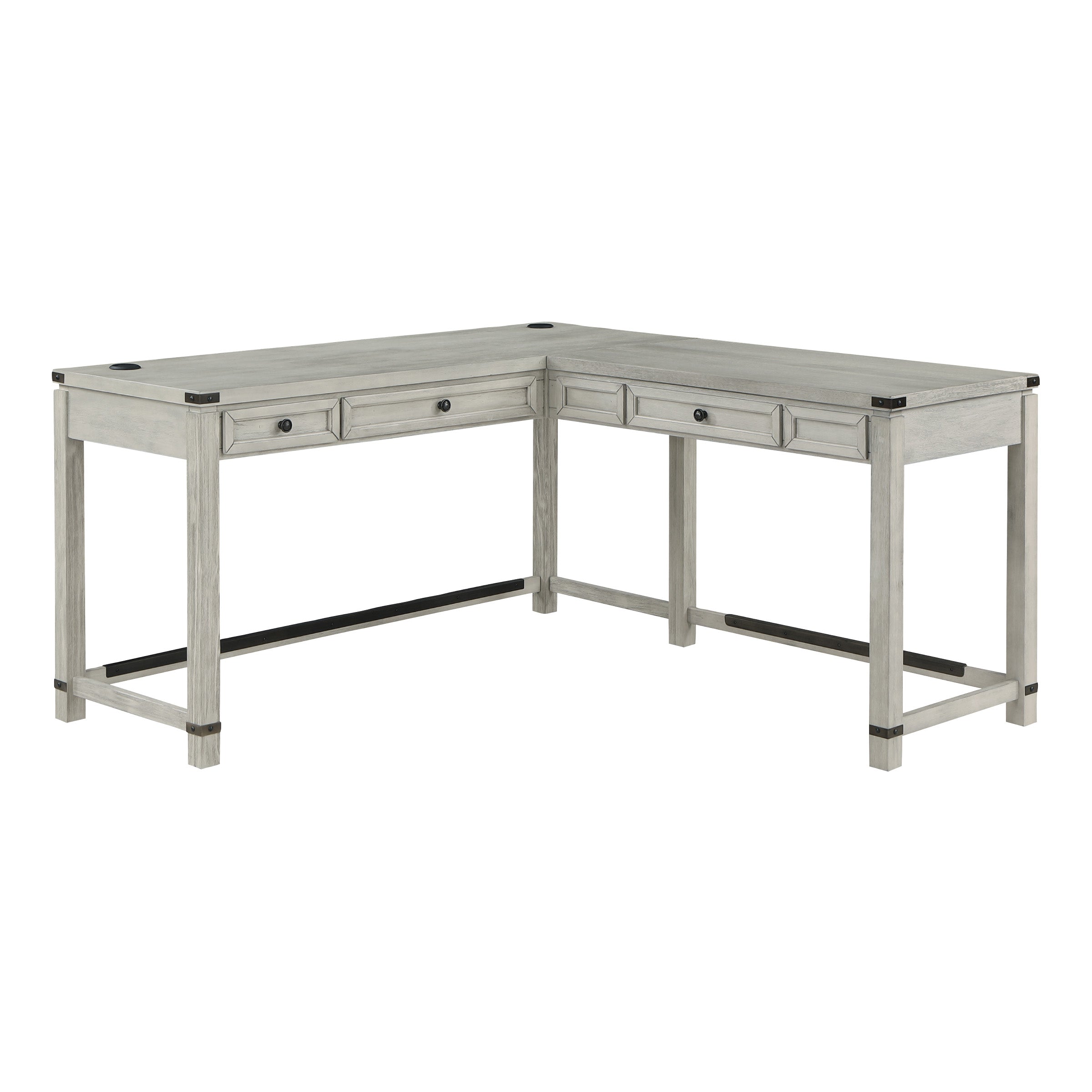 Baton Rouge L-Shaped Lift Desk - Champagne Oak