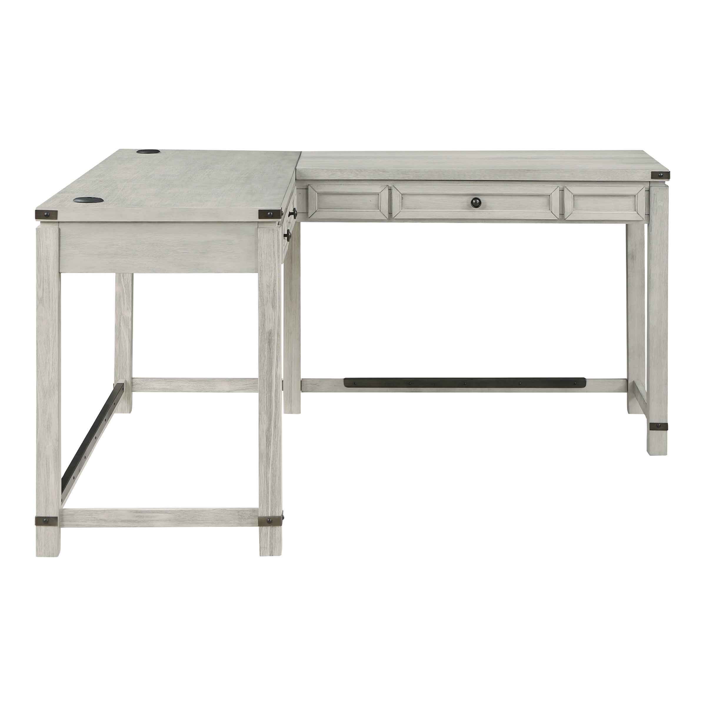 Baton Rouge L-Shaped Lift Desk - Champagne Oak