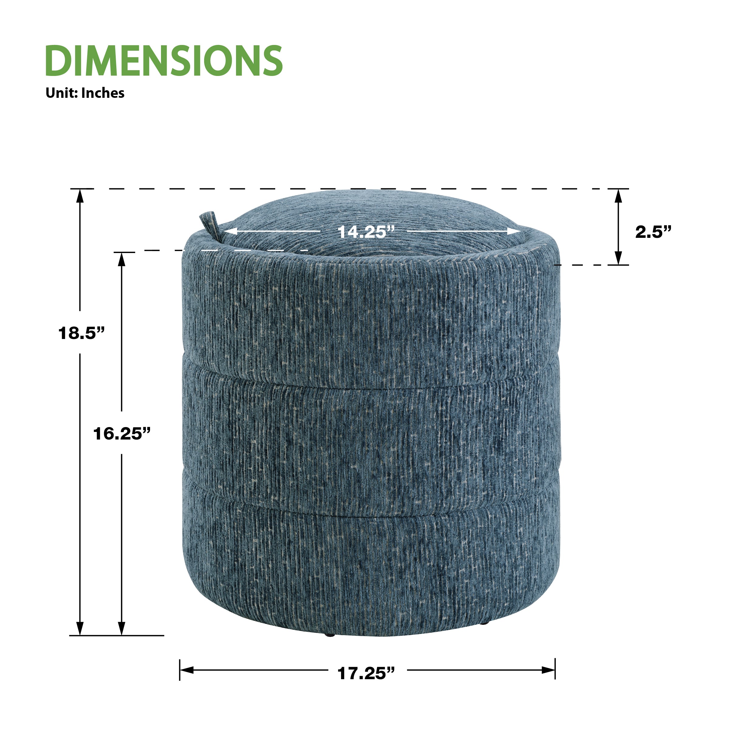 Bartley Storage Ottoman - Atlantic