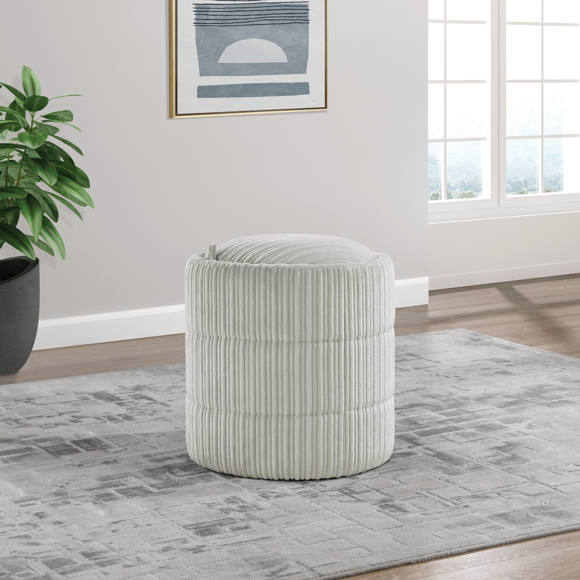 Bartley Storage Ottoman - Taupe Cord
