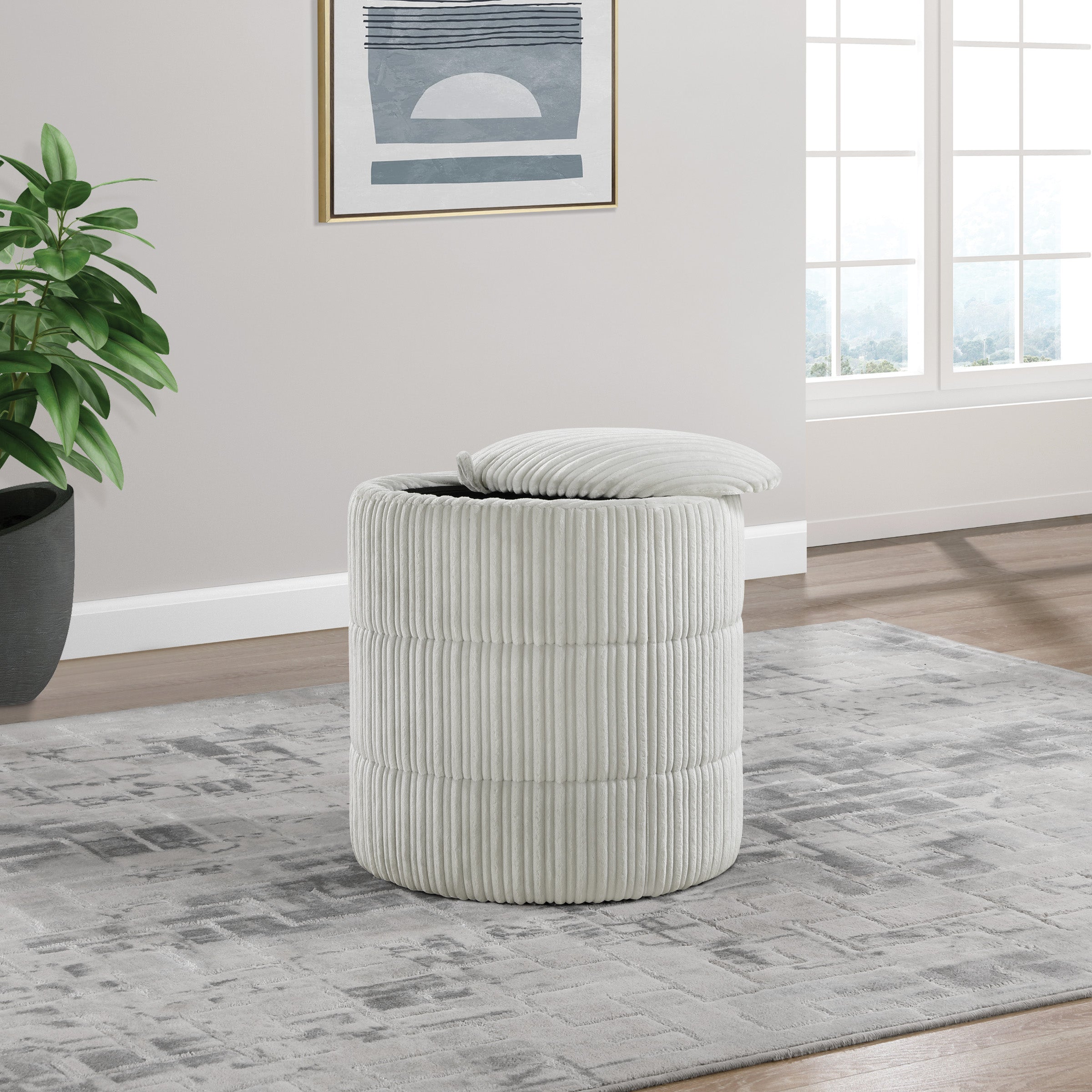 Bartley Storage Ottoman - Taupe Cord