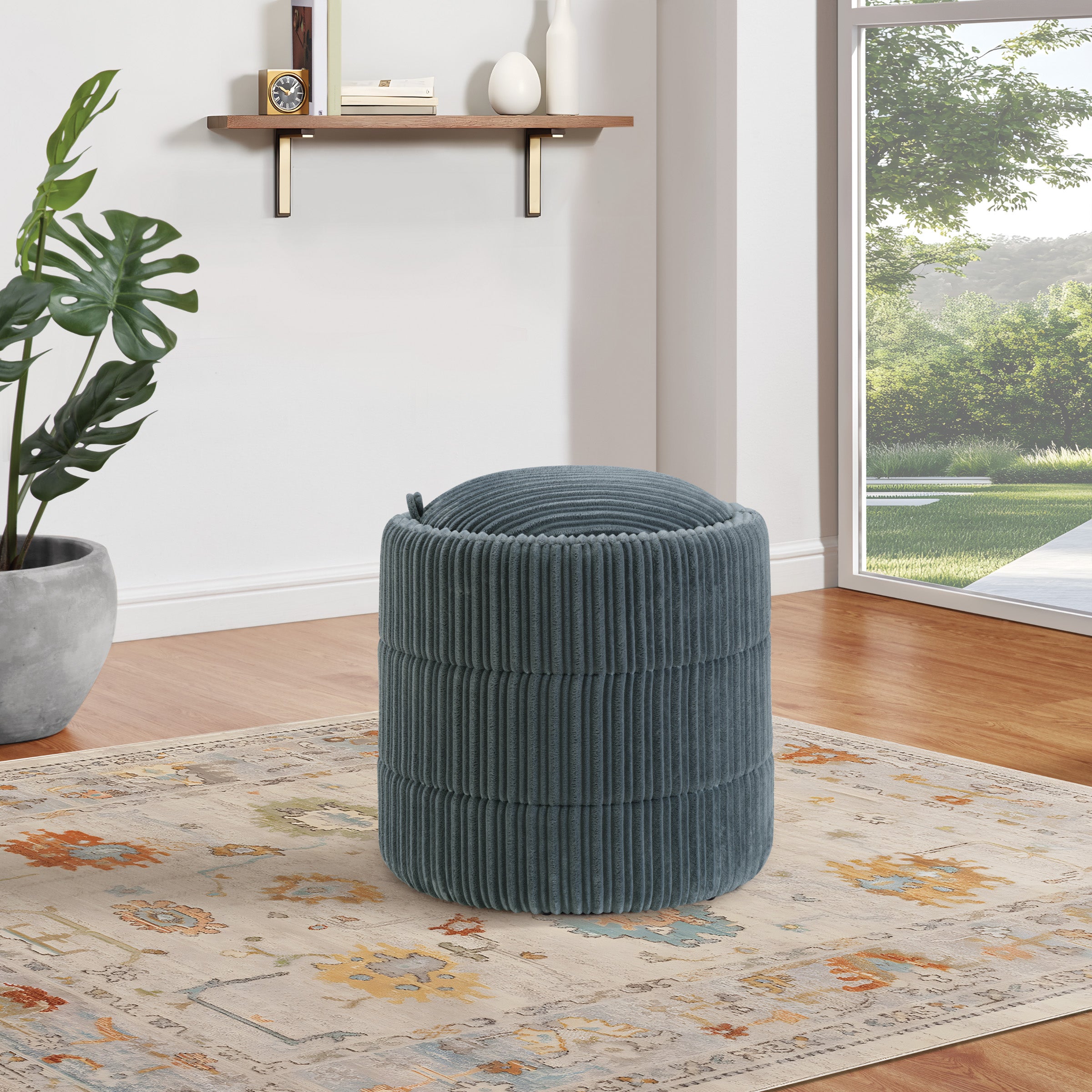 Bartley Storage Ottoman - Slate Cord