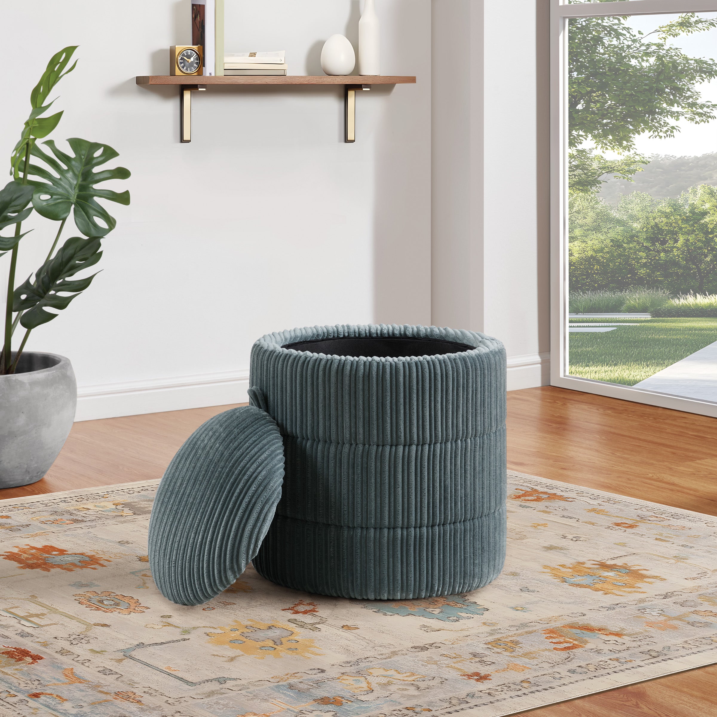 Bartley Storage Ottoman - Slate Cord