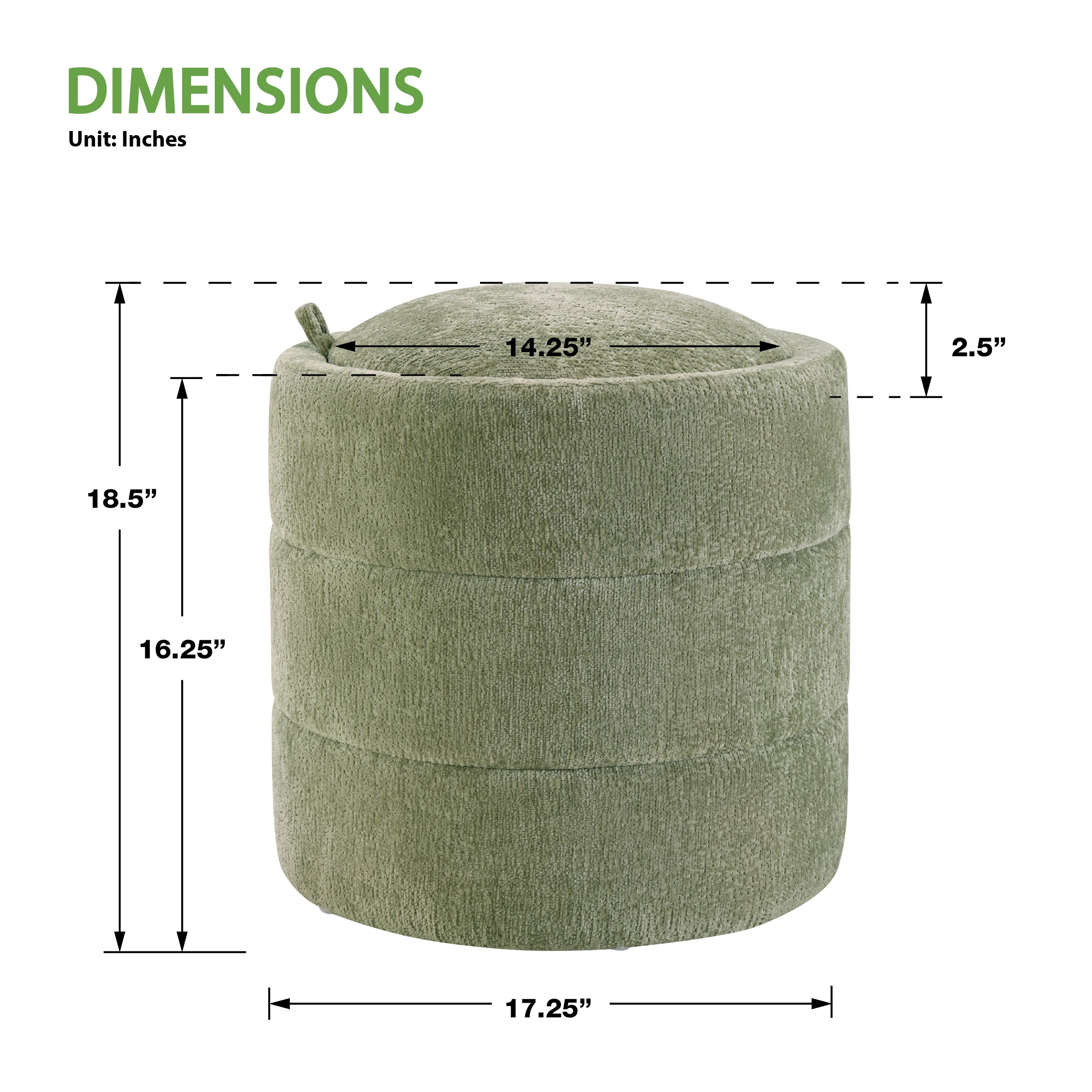 Bartley Storage Ottoman - Spring Green