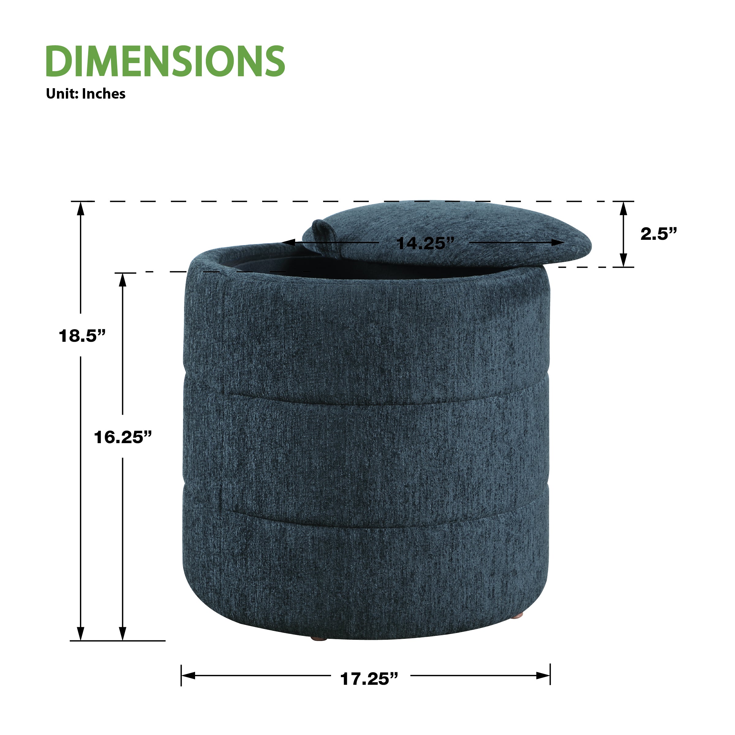 Bartley Storage Ottoman - Indigo