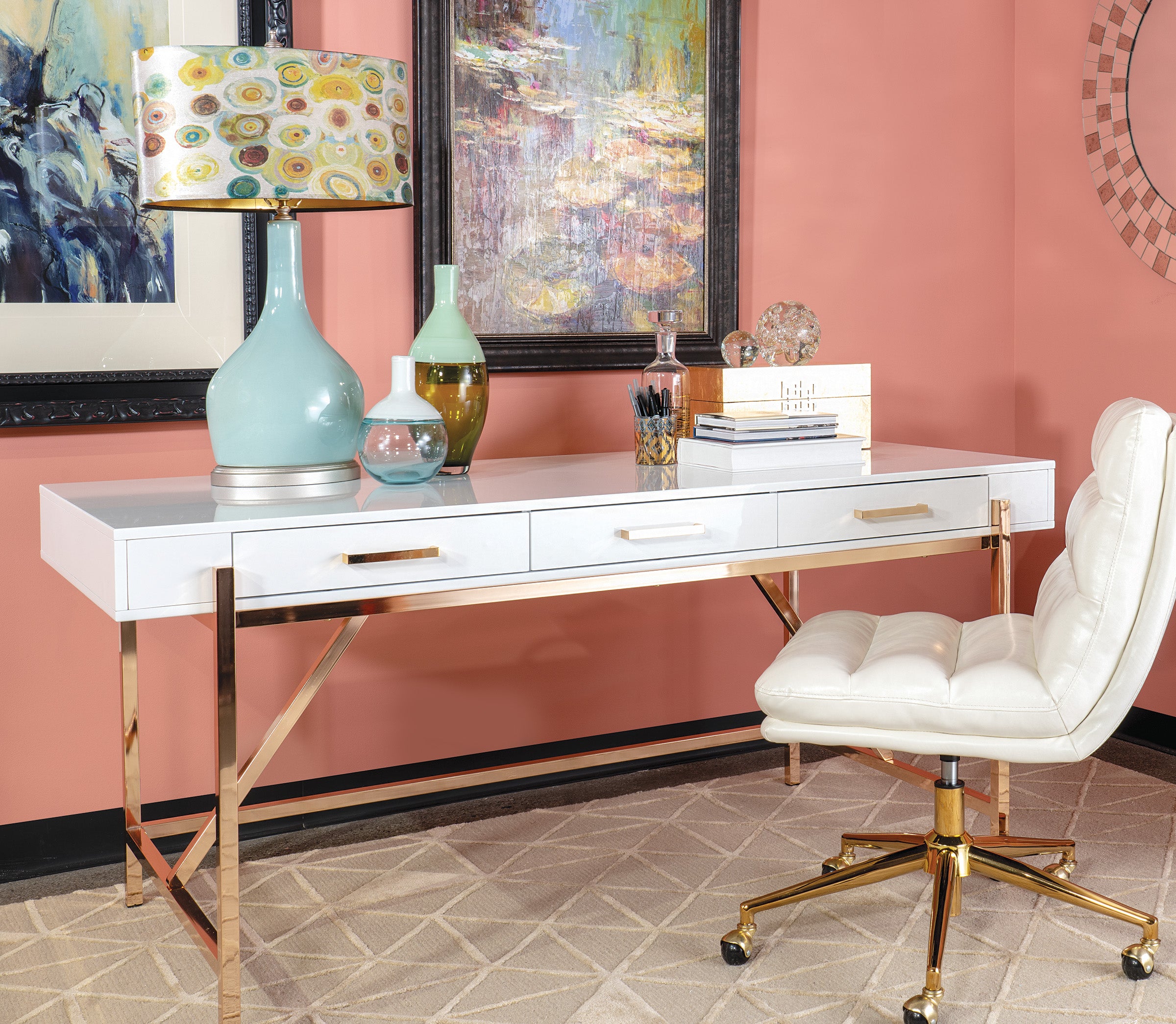 Broadway Desk - White/Gold