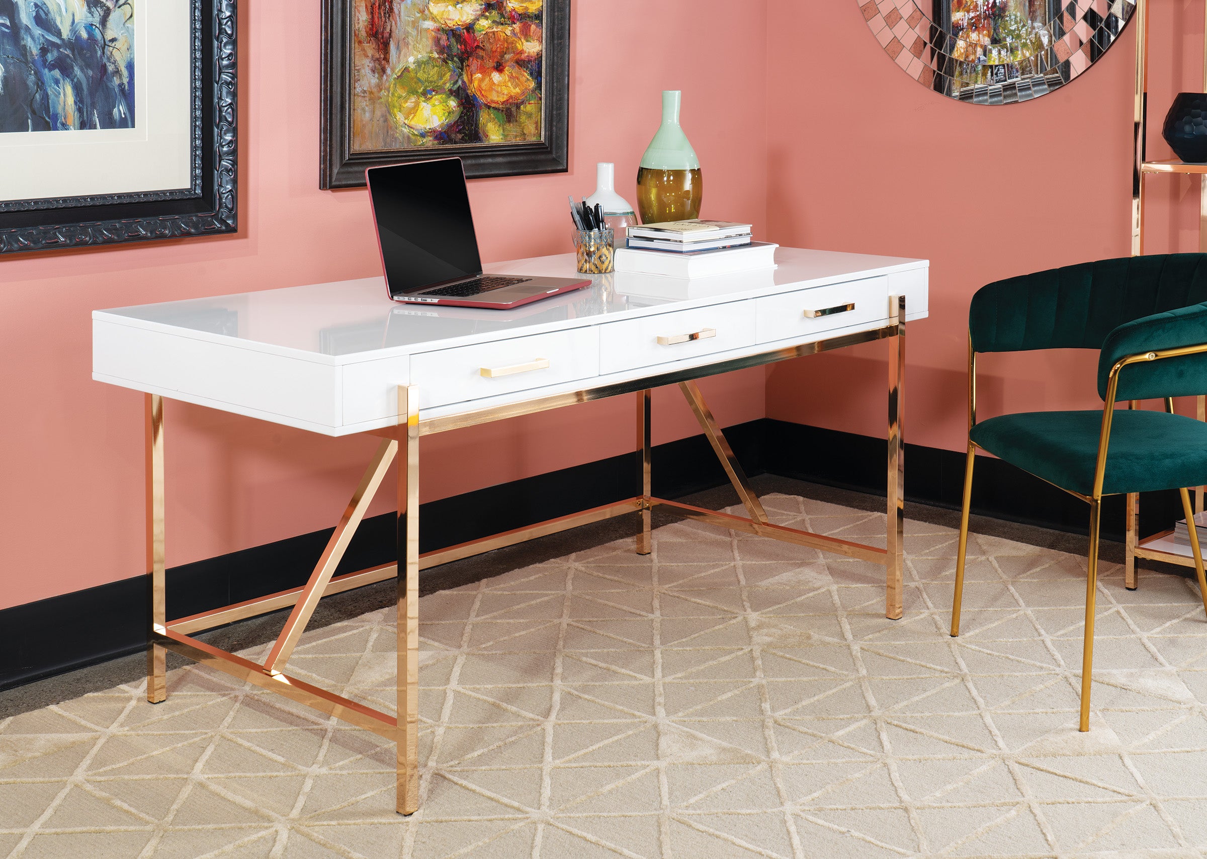 Broadway Desk - White/Gold