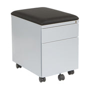 Mobile File with Padded Seat - Black Fabric, Silver Frame