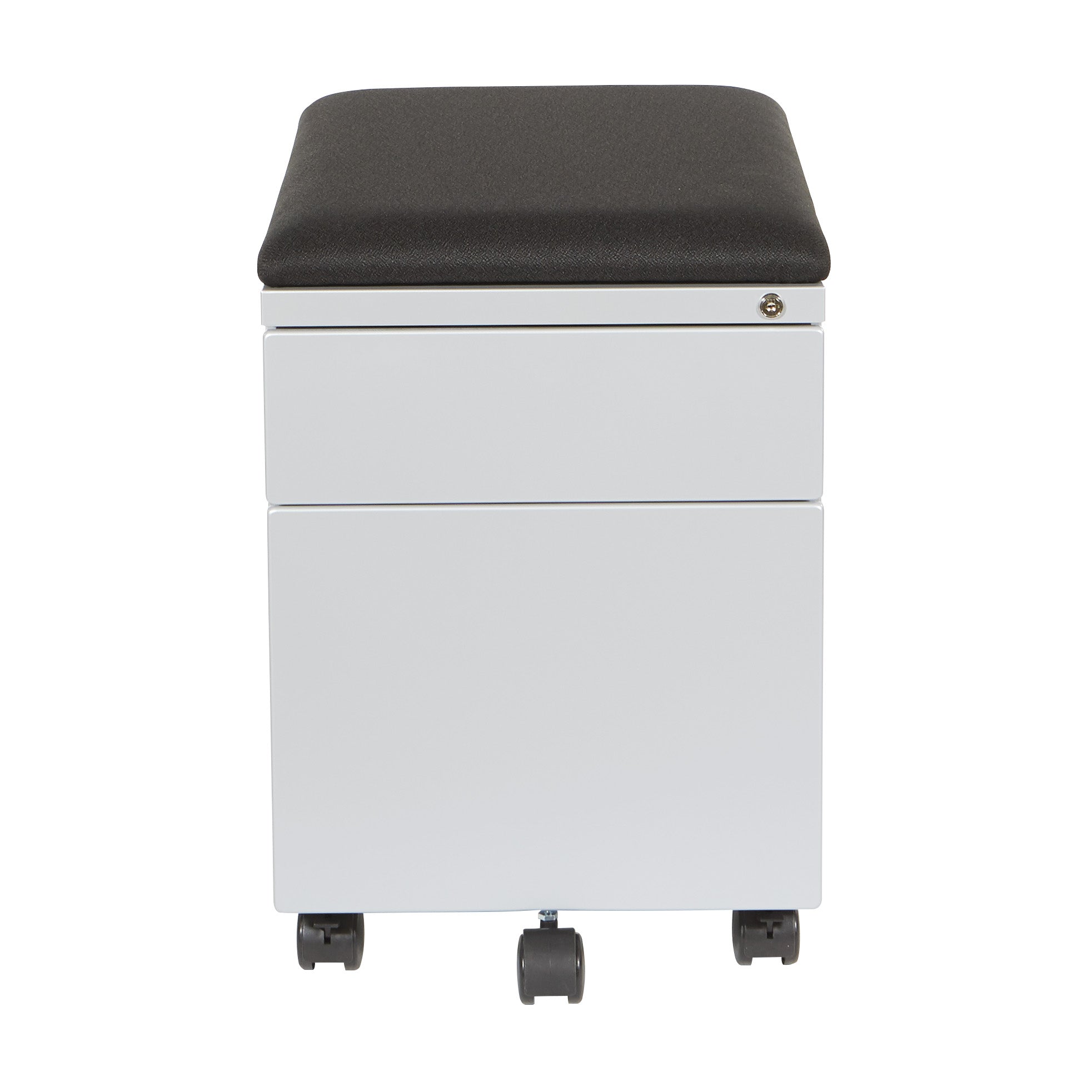 Mobile File with Padded Seat - Black Fabric, Silver Frame