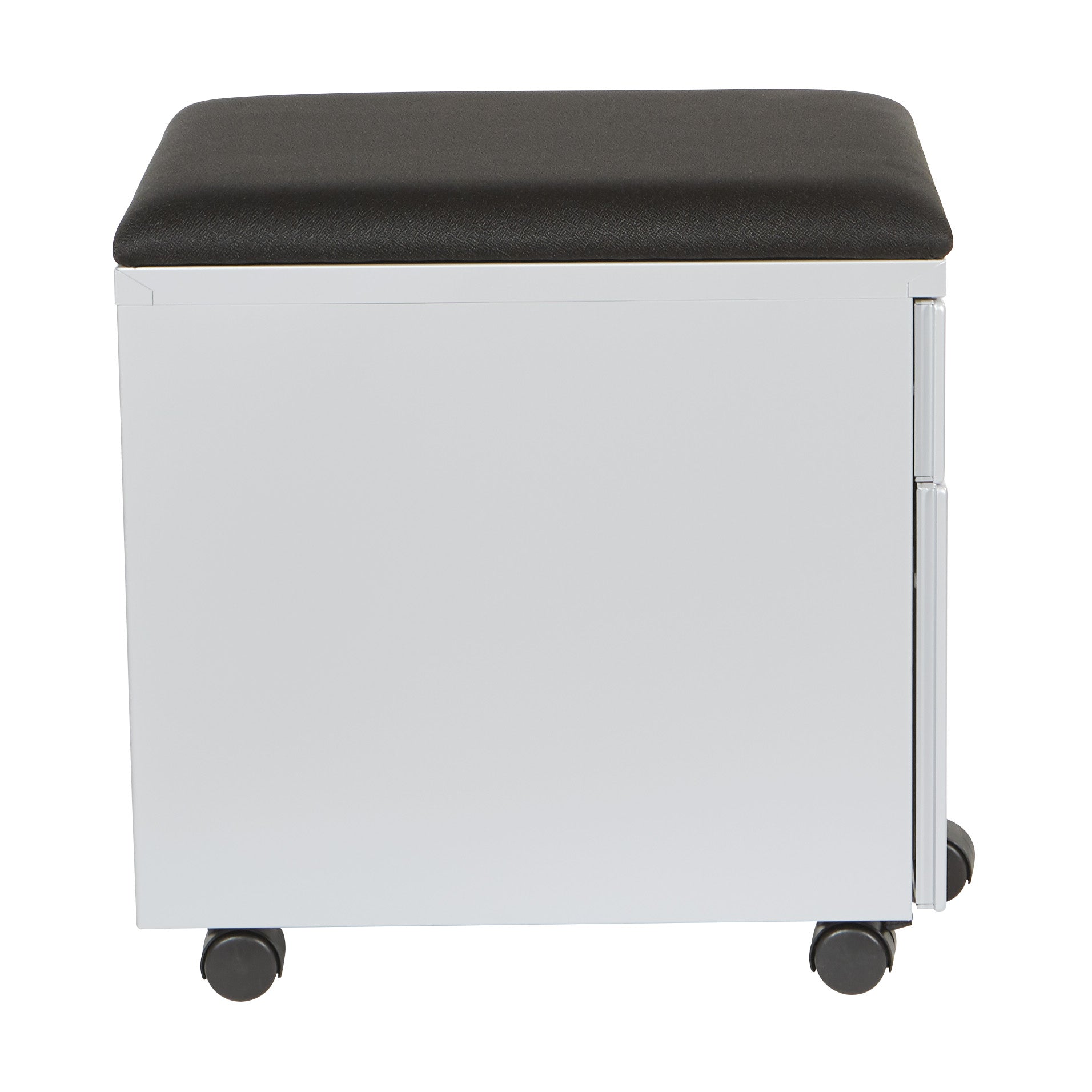 Mobile File with Padded Seat - Black Fabric, Silver Frame