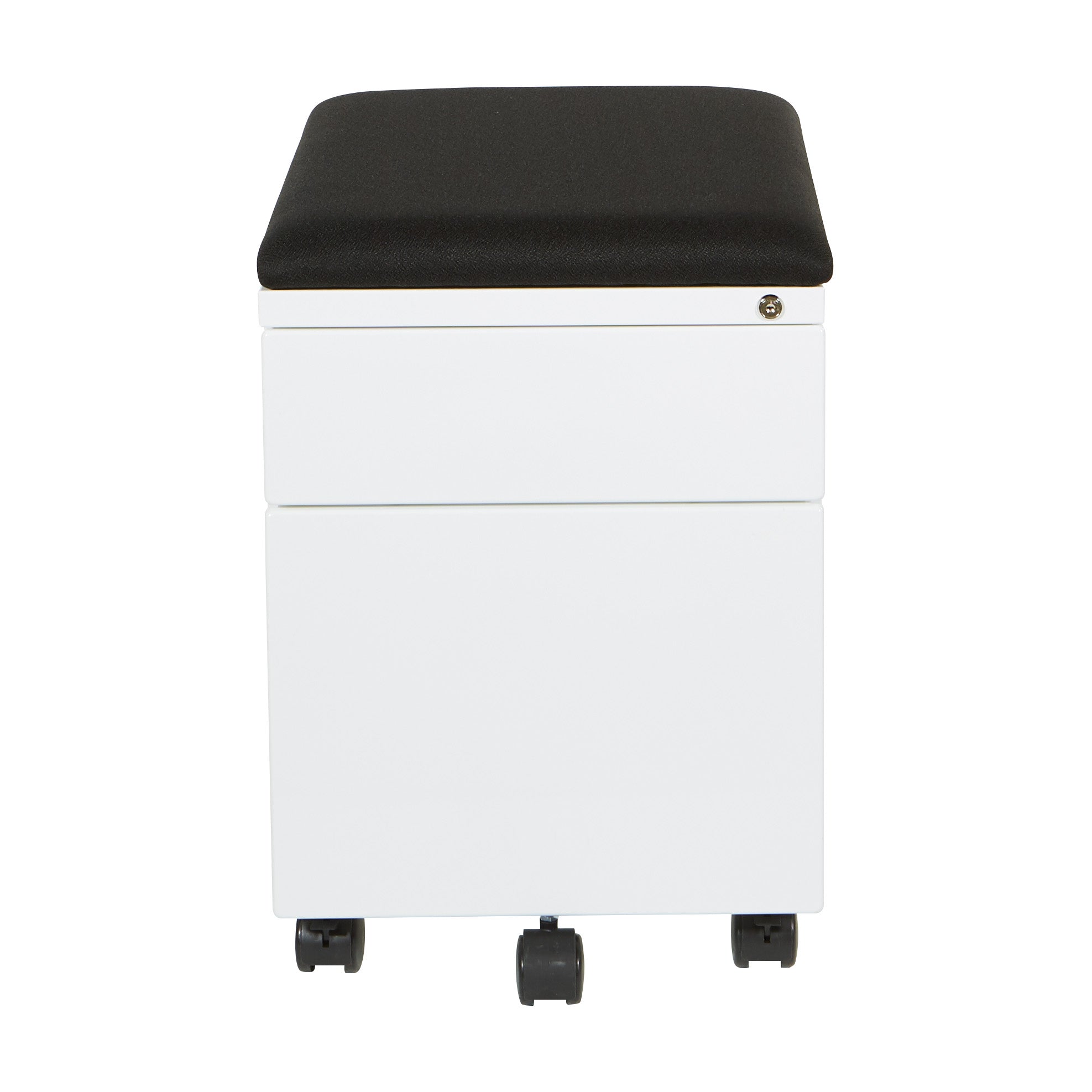 Mobile File with Padded Seat - Black Fabric, White Frame