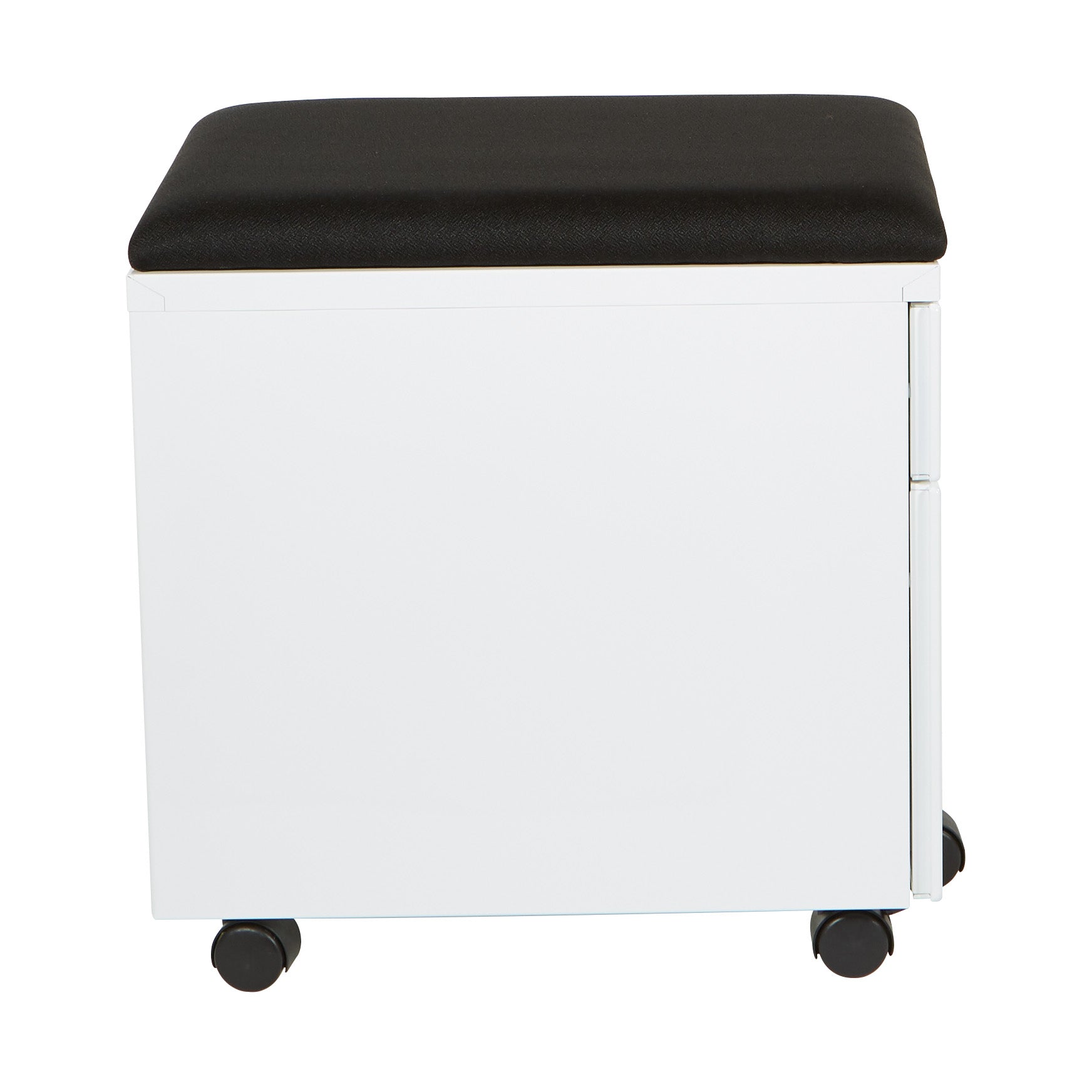 Mobile File with Padded Seat - Black Fabric, White Frame