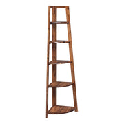 Bayfront 5-Self Corner Folding Bookcase in Bayfront Acacia Wood Finish