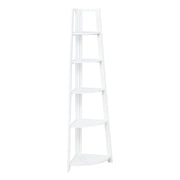 Bayfront 5-Self Corner Folding Bookcase in Willow White Wood Finish