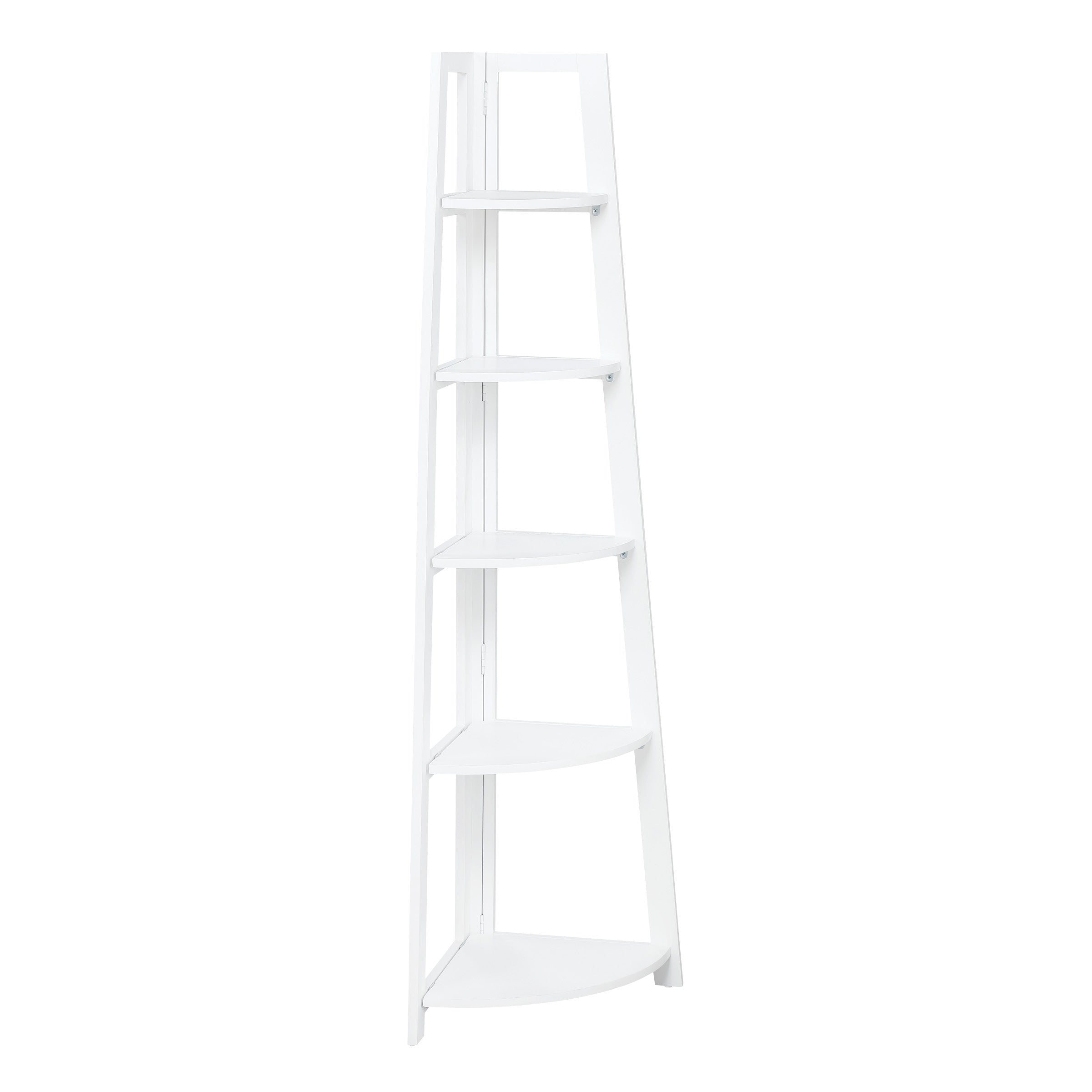 Bayfront 5-Self Corner Folding Bookcase in Willow White Wood Finish