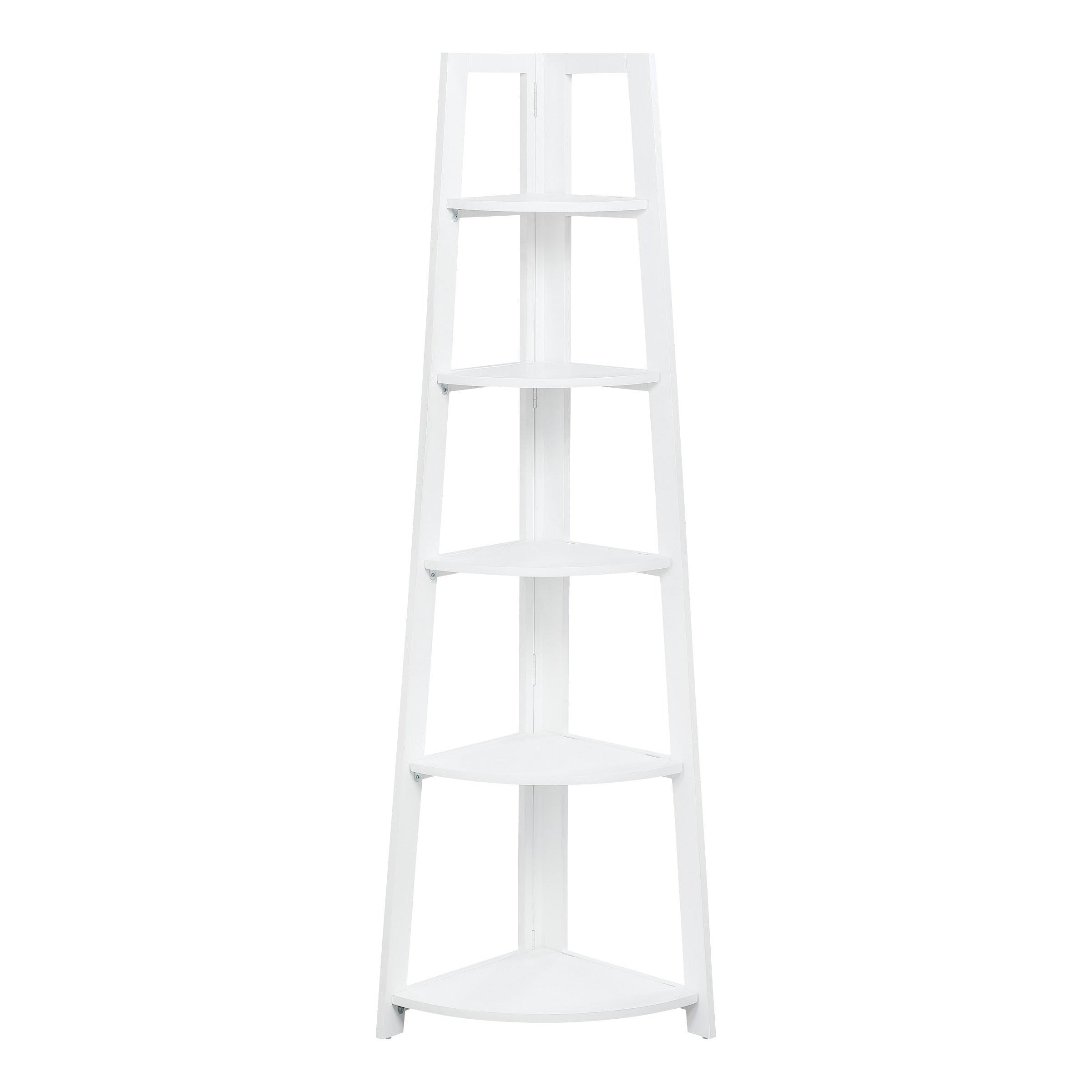 Bayfront 5-Self Corner Folding Bookcase in Willow White Wood Finish