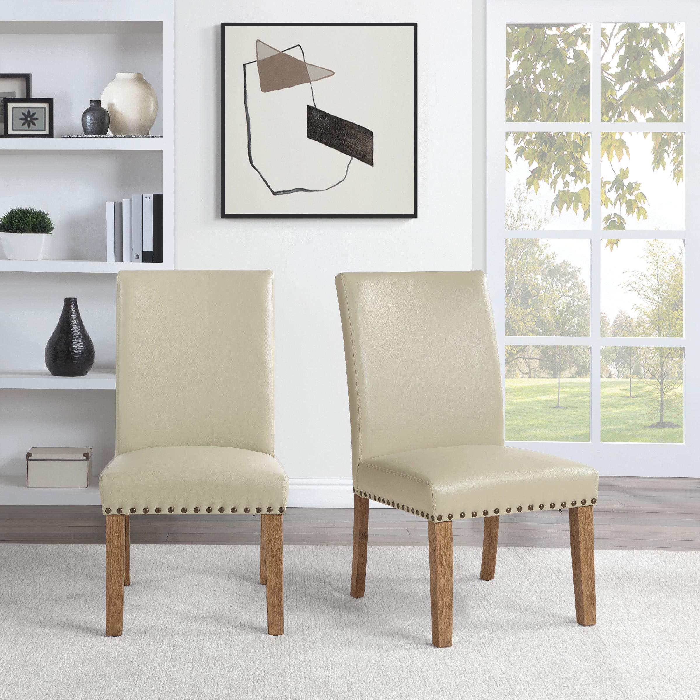 Bryden Dining Chair 2 Pack in Pigeon Fabric with Medium Oak Legs