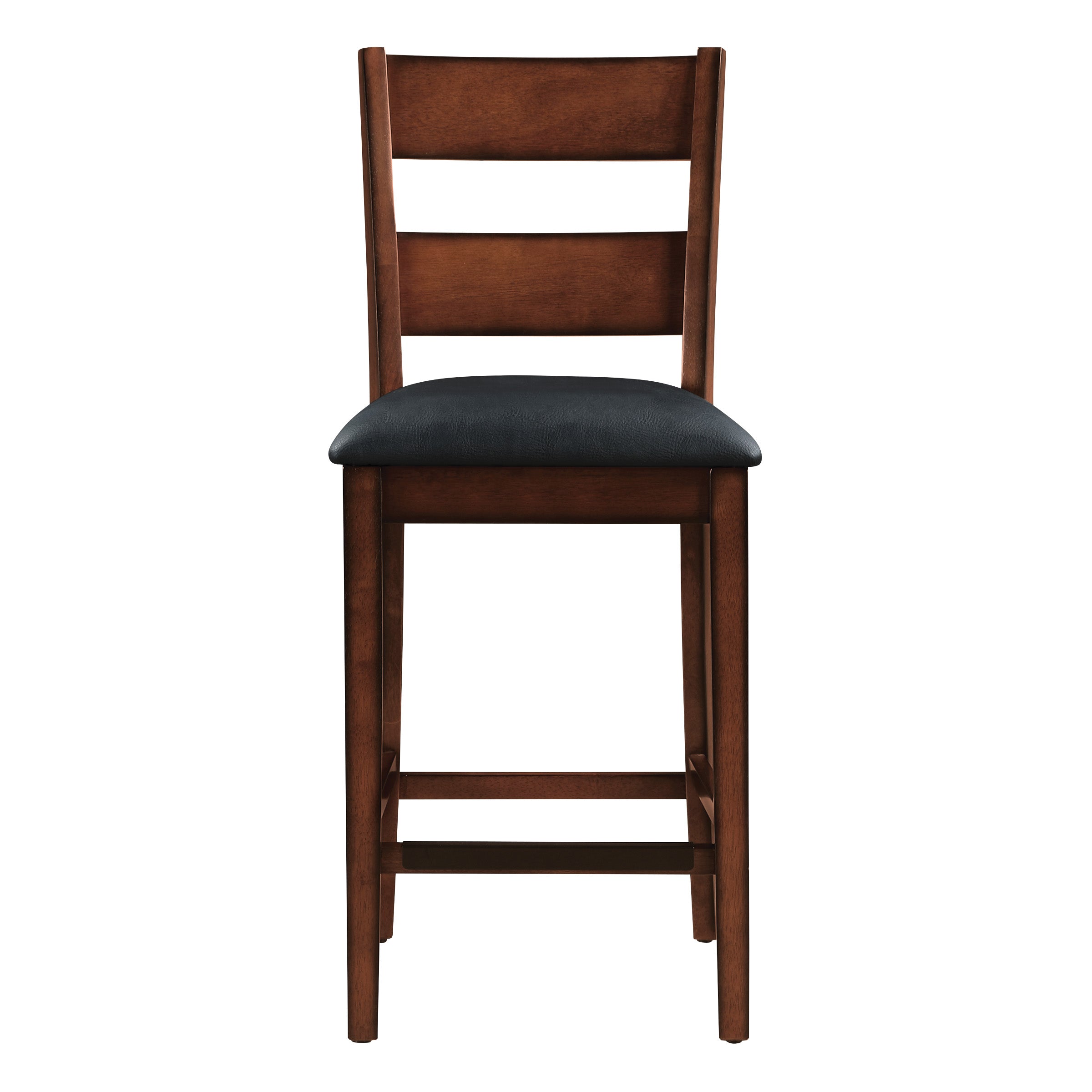 Carlson 5-PC Counter Height Dining Set With Blue Vinyl Fabric and Walnut Wood Finish