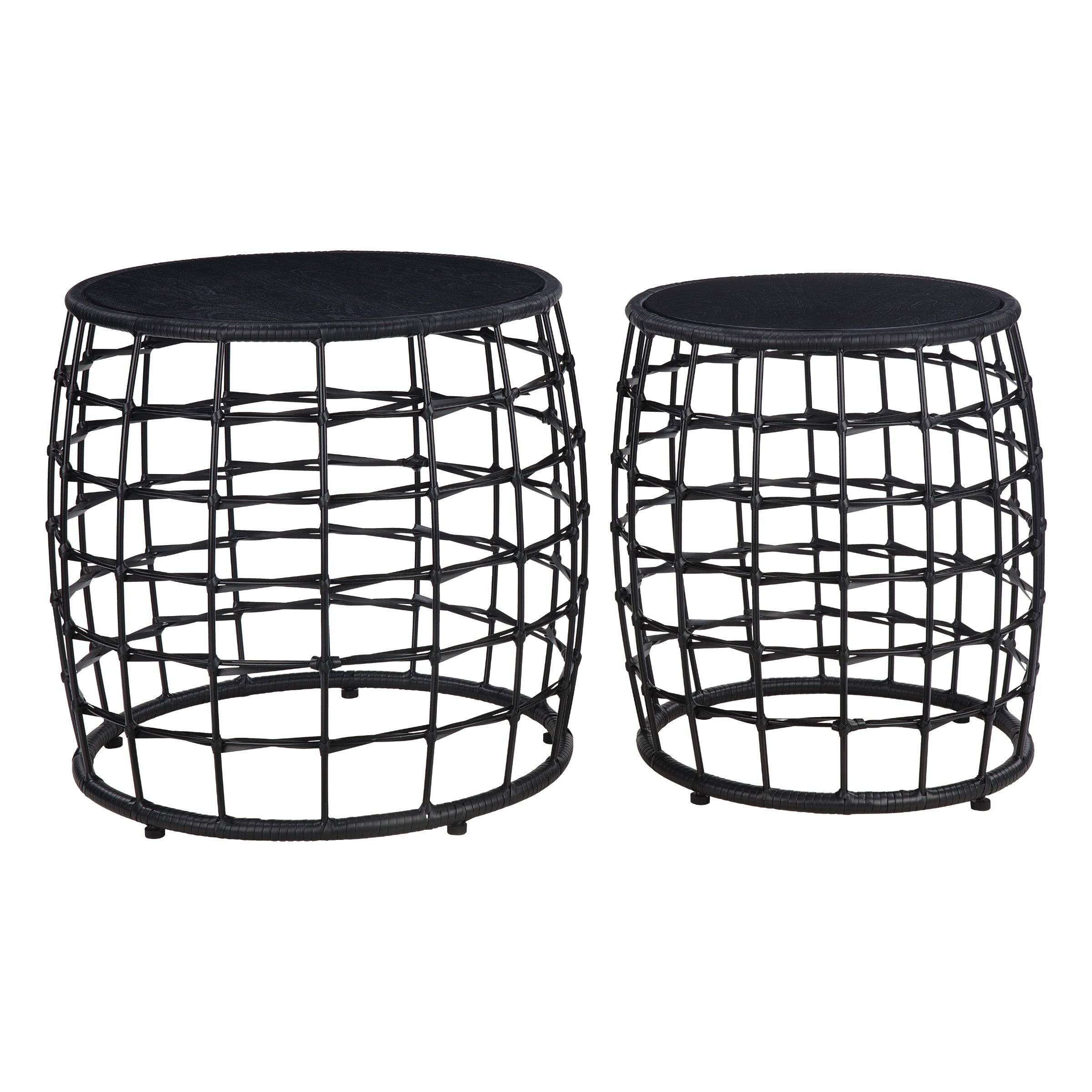 Cambria Drum Nesting Tables 2 Piece - Black