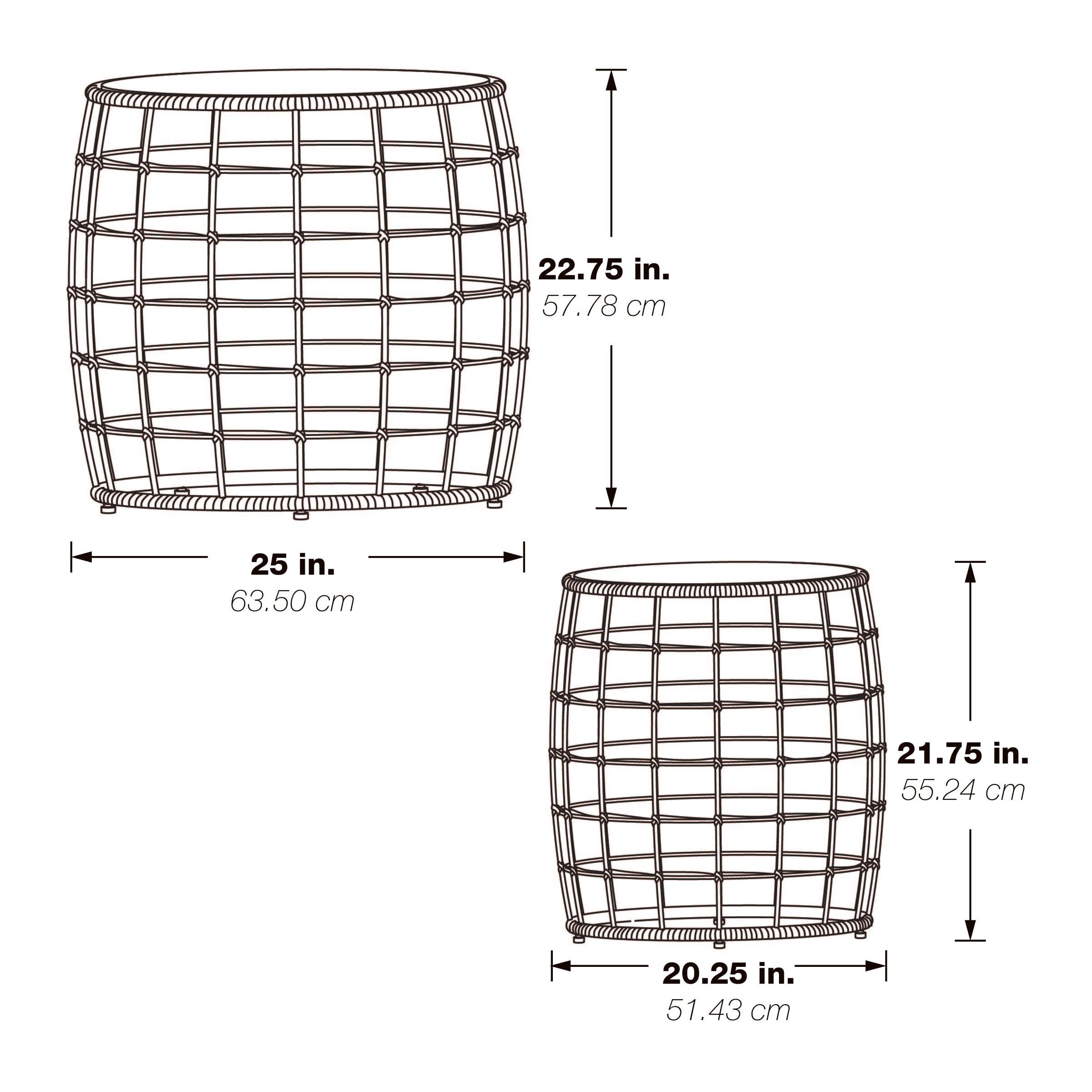 Cambria Drum Nesting Tables 2 Piece - Black
