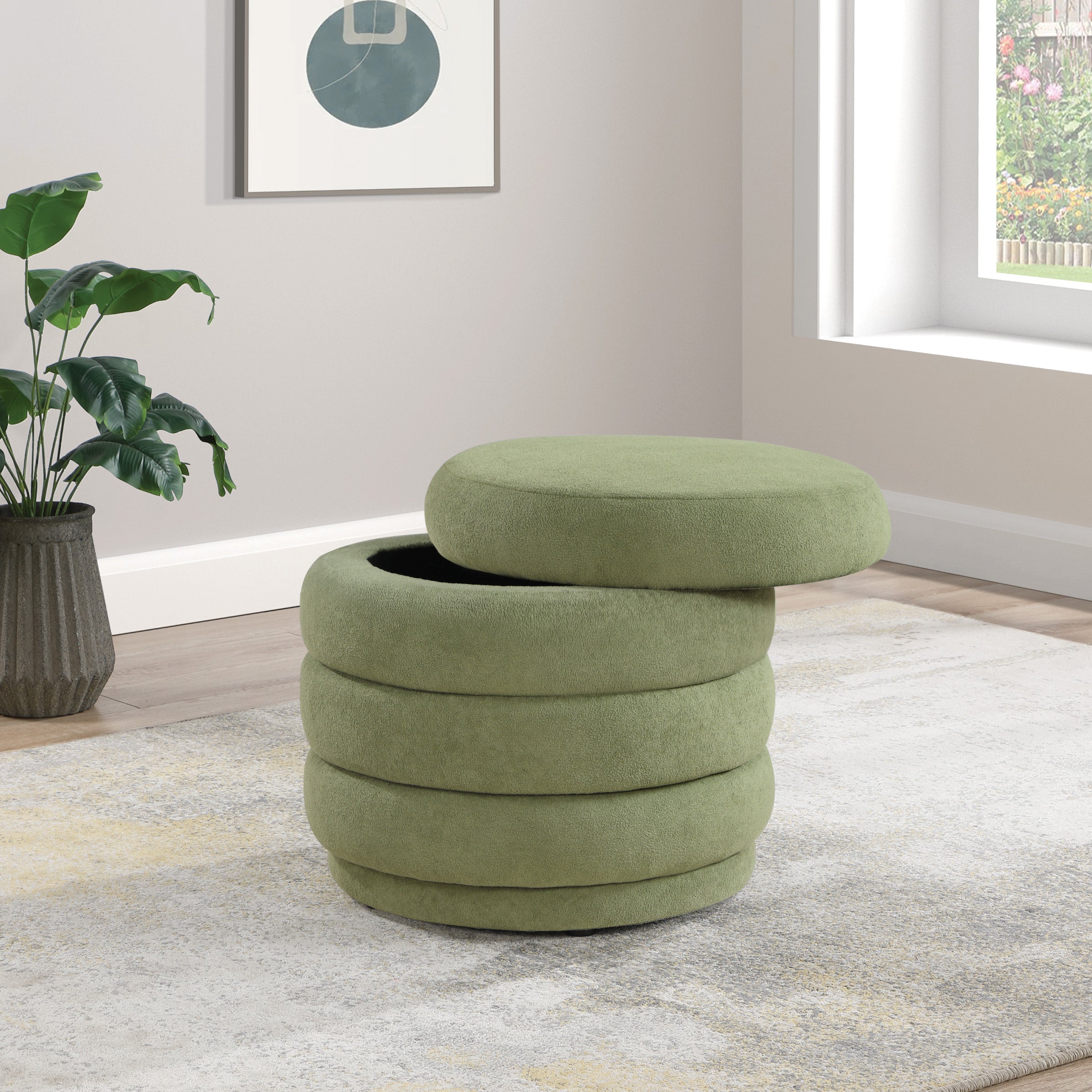 Cecil Storage Ottoman - Moss