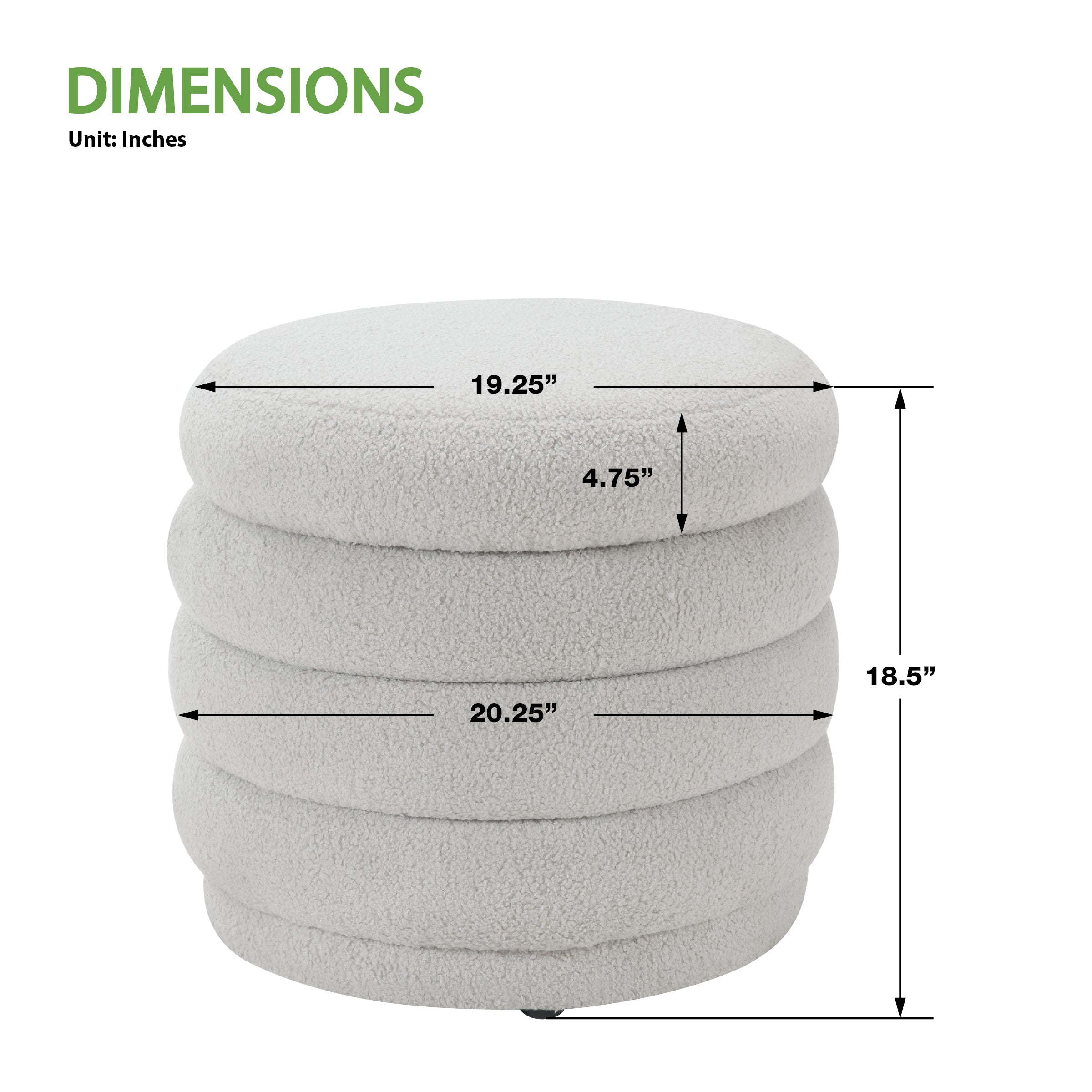 Cecil Storage Ottoman - Fog