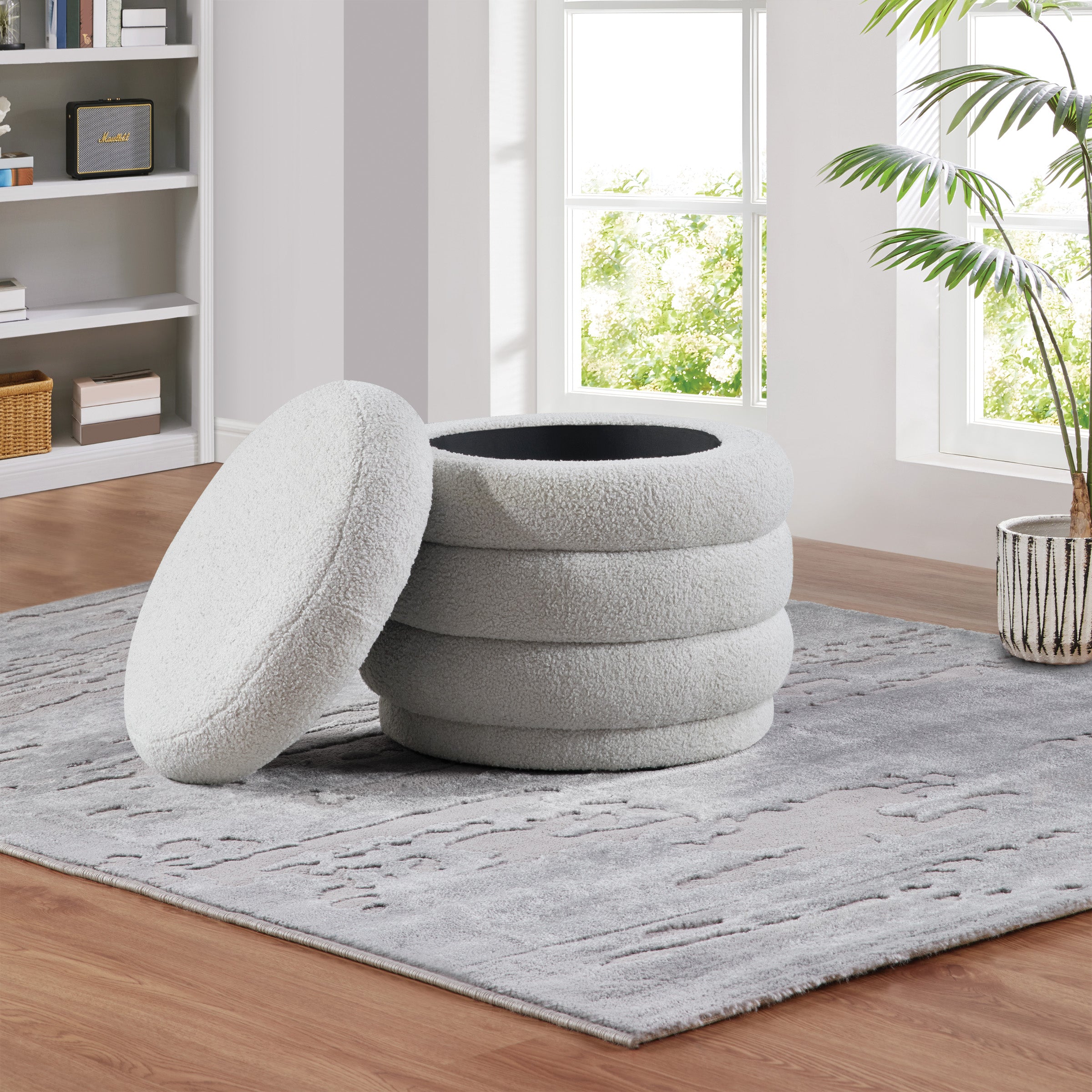 Cecil Storage Ottoman - Fog