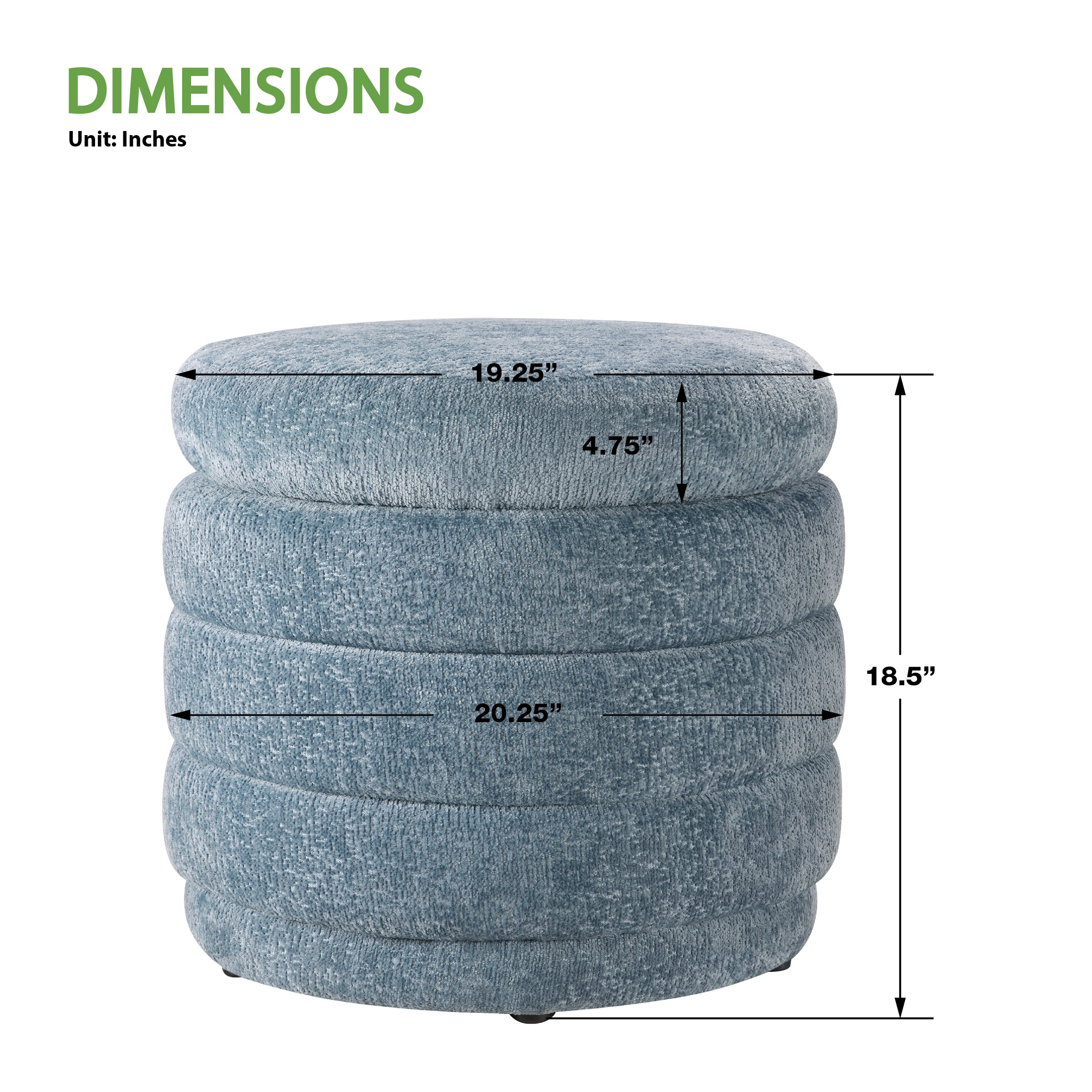Cecil Storage Ottoman - Sky