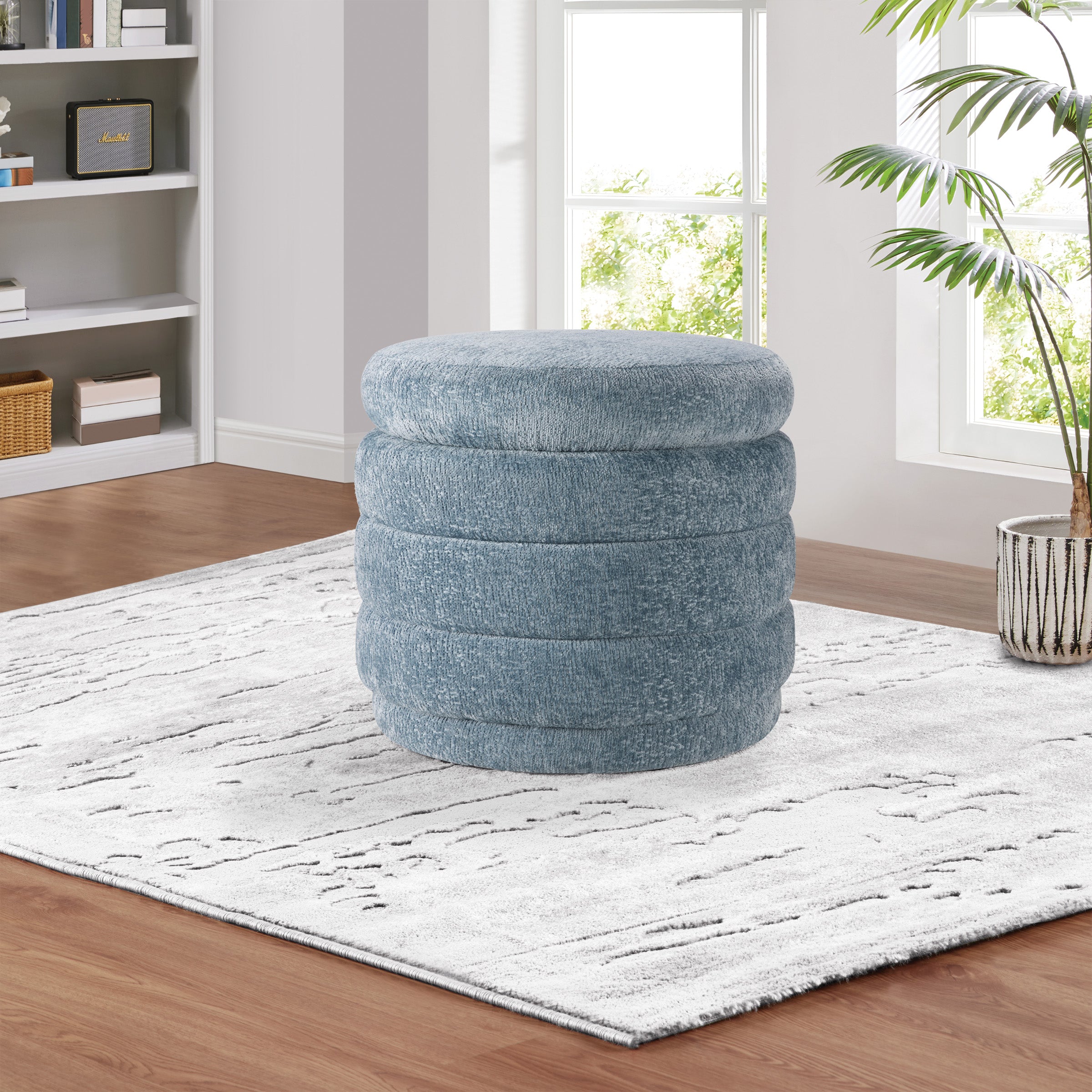 Cecil Storage Ottoman - Sky