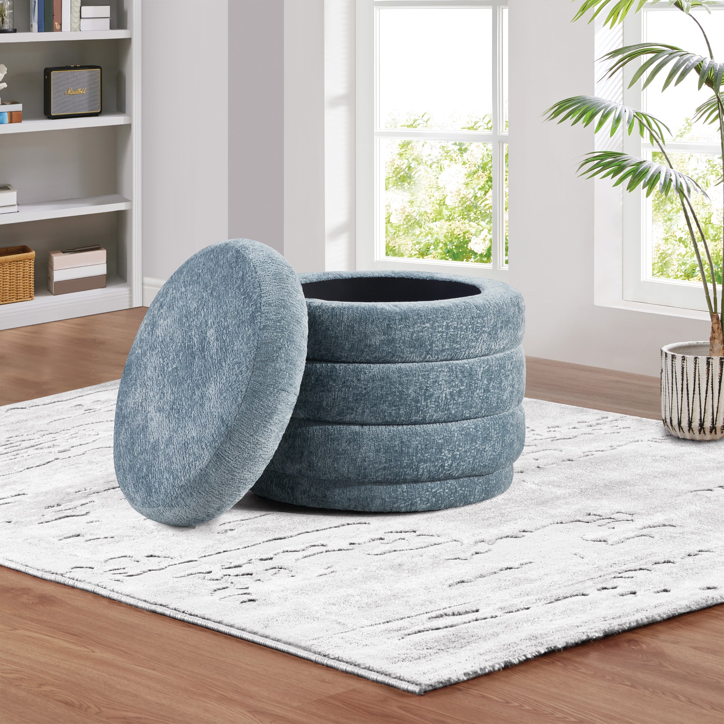 Cecil Storage Ottoman - Sky