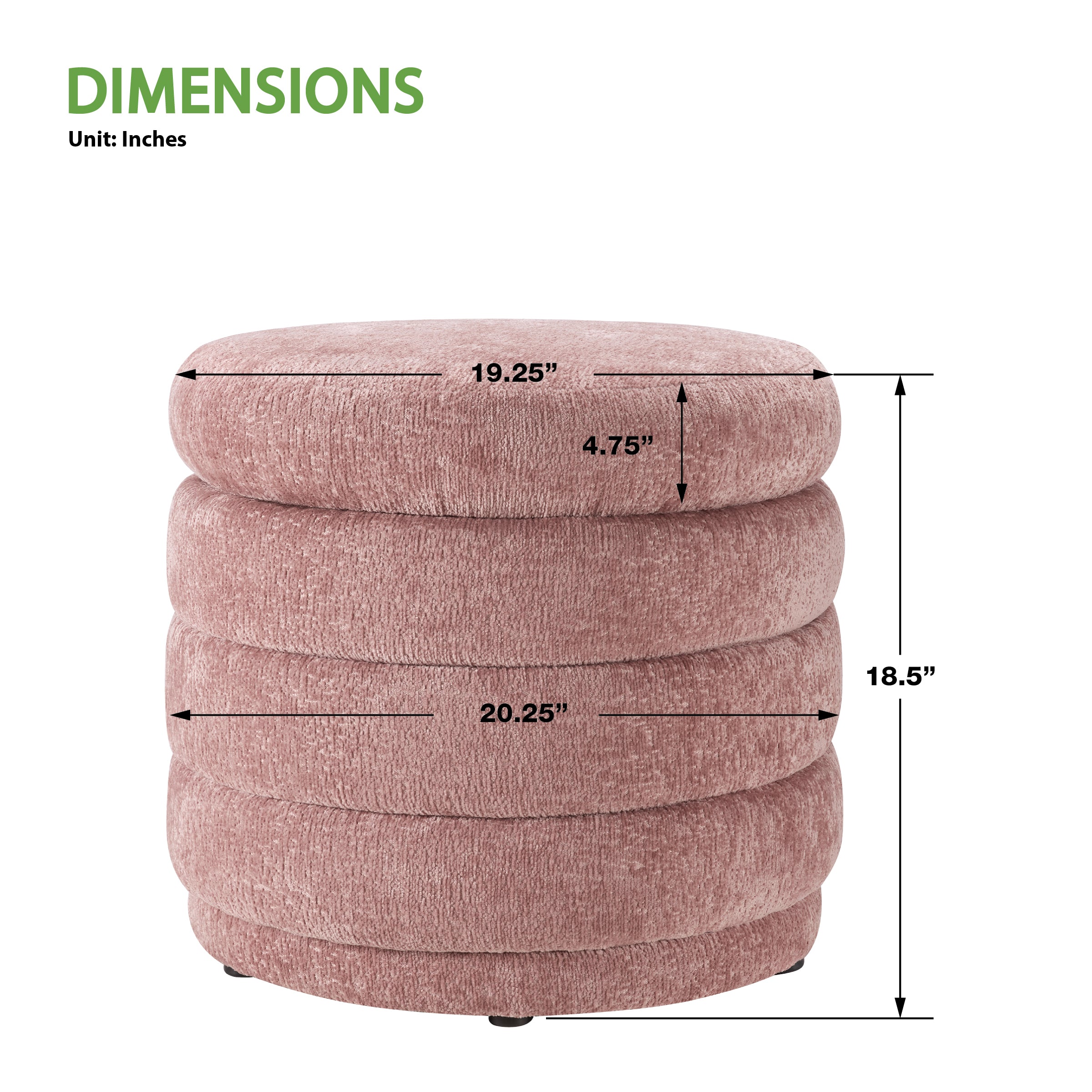 Cecil Storage Ottoman - Rose