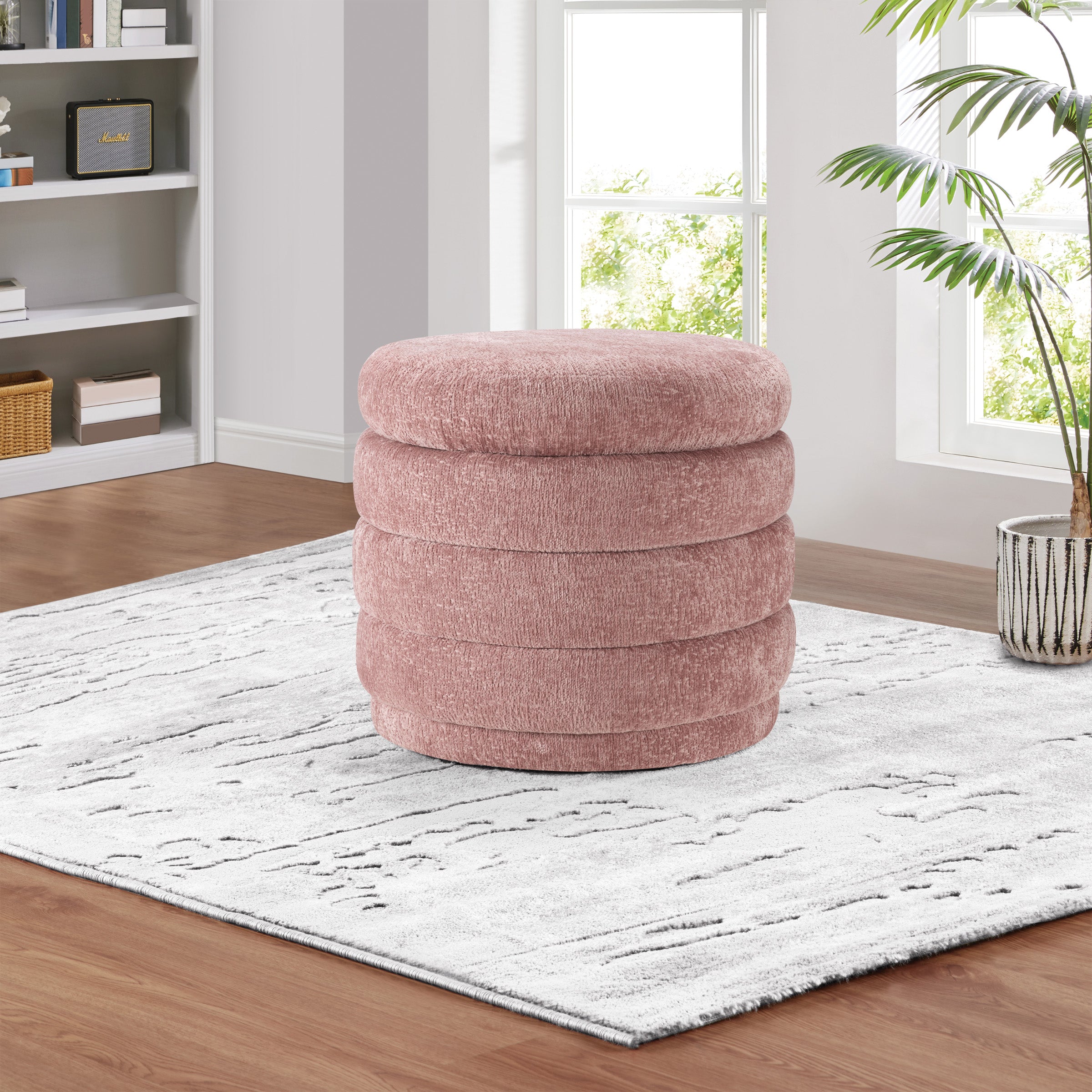 Cecil Storage Ottoman - Rose