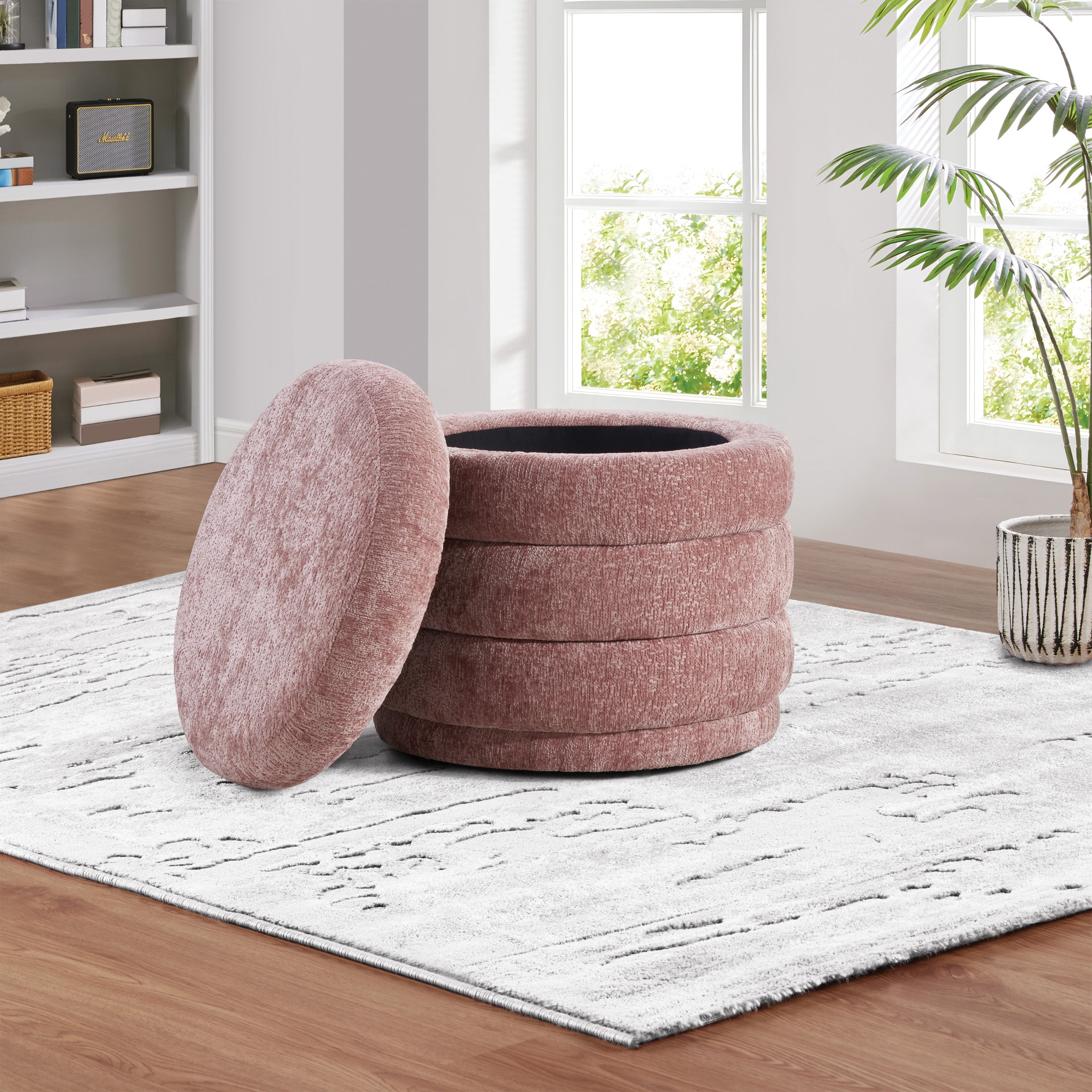 Cecil Storage Ottoman - Rose