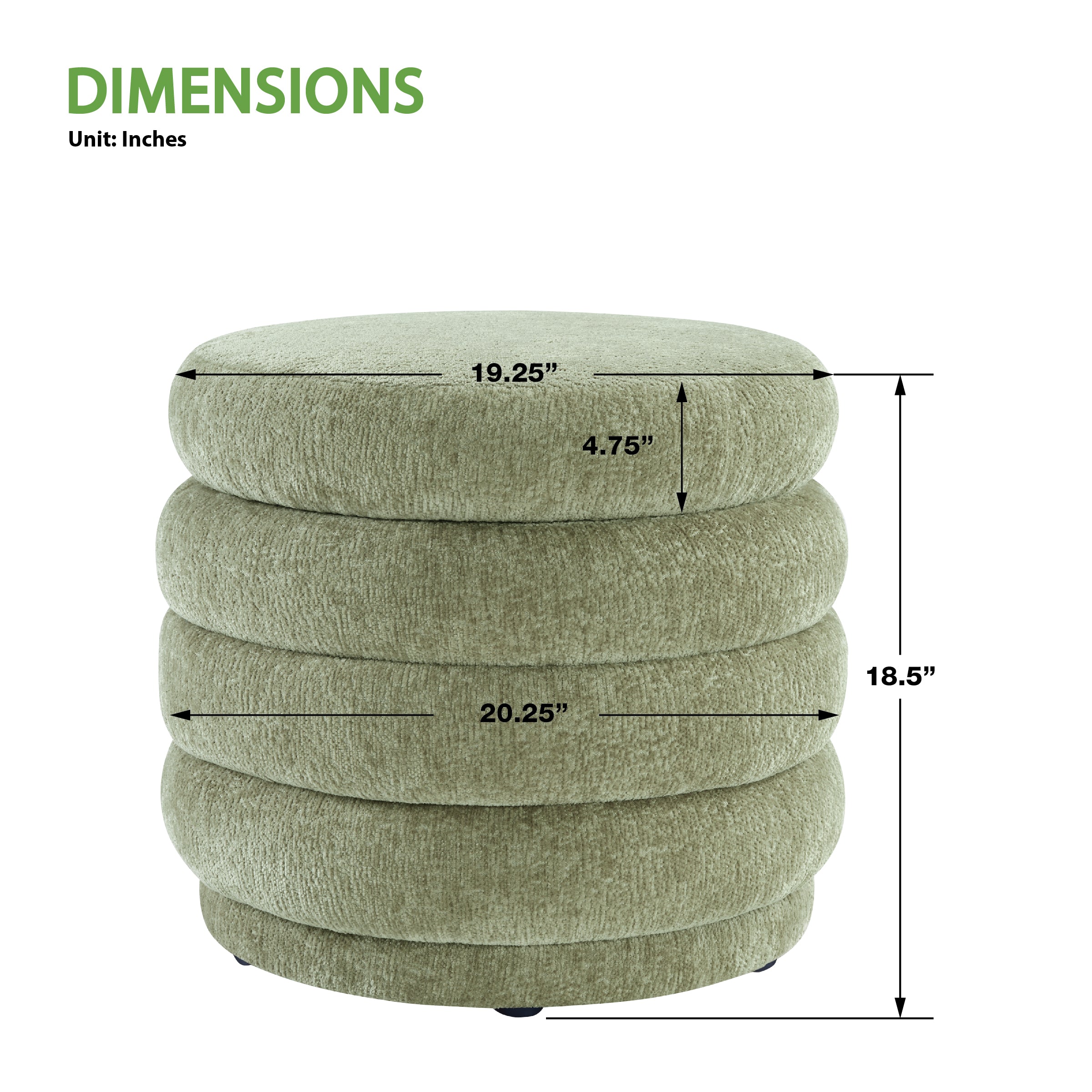 Cecil Storage Ottoman - Spring Green