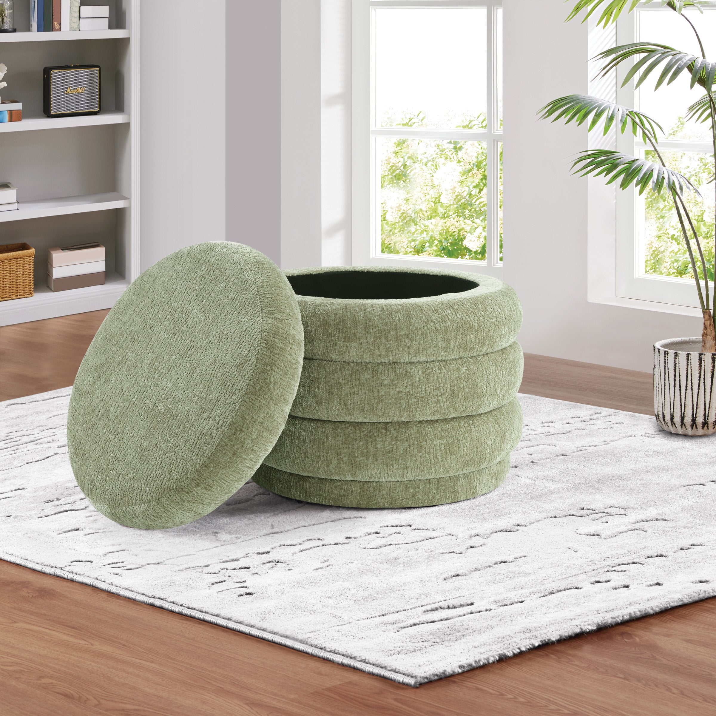 Cecil Storage Ottoman - Spring Green